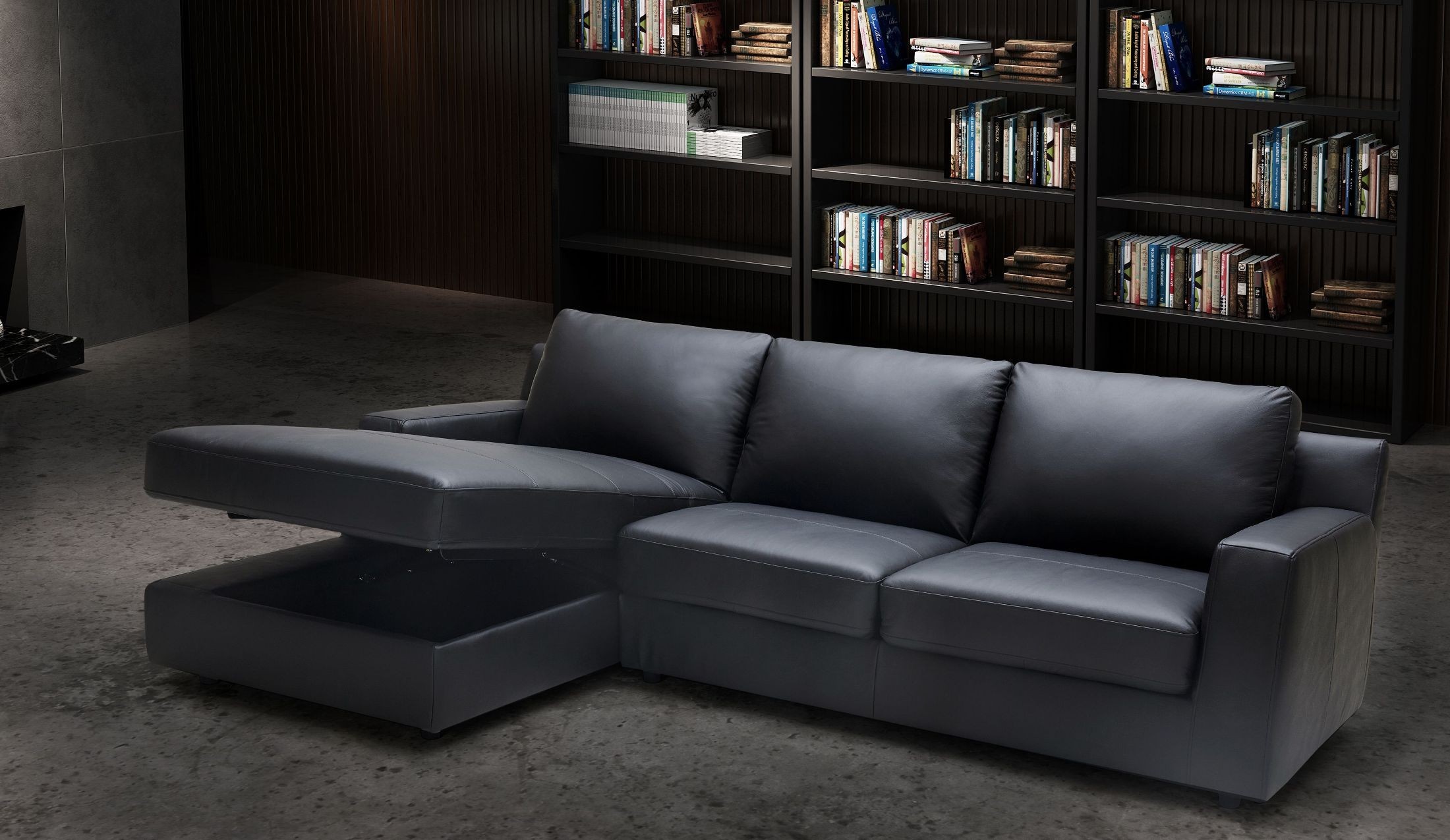 Elizabeth Black Leather LAF Sectional from JNM Coleman Furniture
