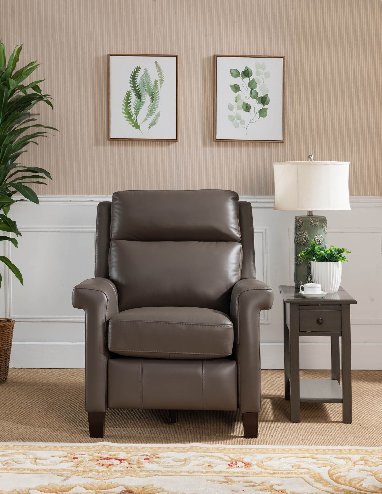 Exeter Taupe Leather Power Recliner with Power Headrest from Amax