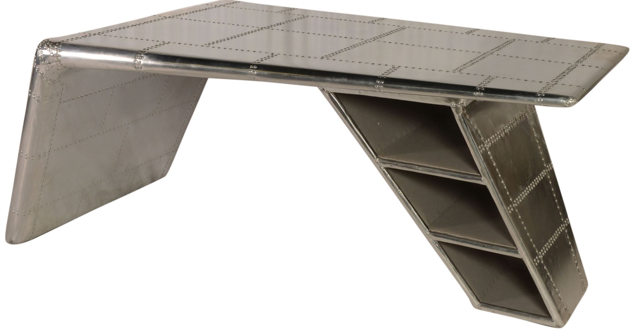 Lindbergh Leather Bomber Aluminum Wing Desk from Lazzaro (WHF14299995