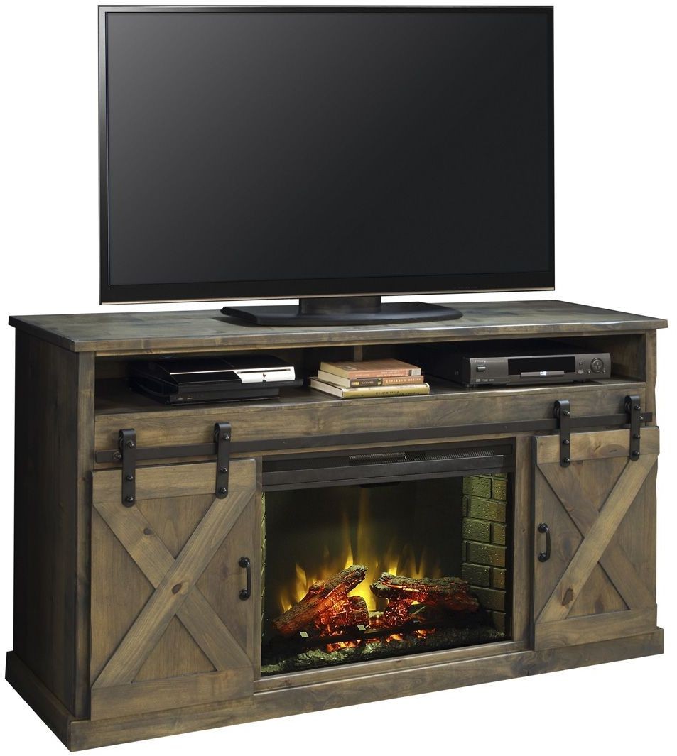 Farmhouse 66" Brushed Nickel Fireplace Console from Legends Furniture