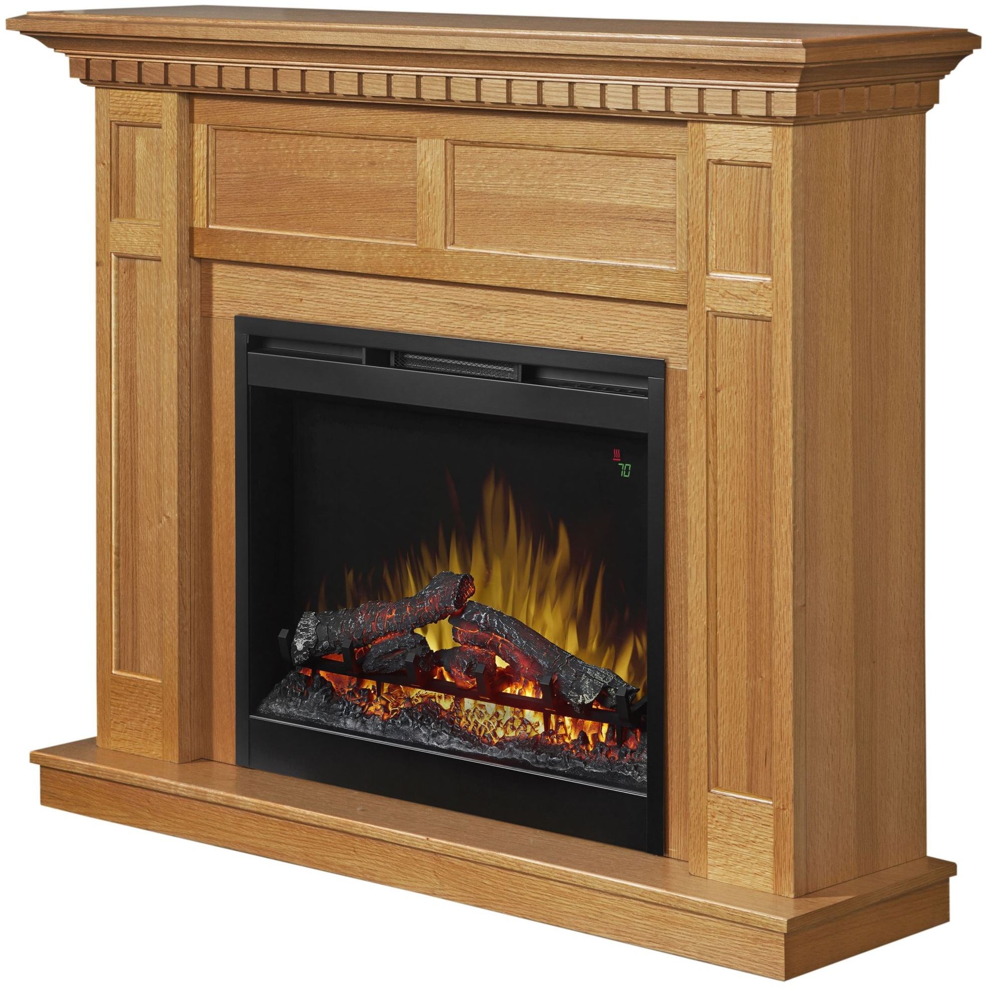 Wilson Oak Mantel with Inner Glow Logs Electric Fireplace from Dimplex