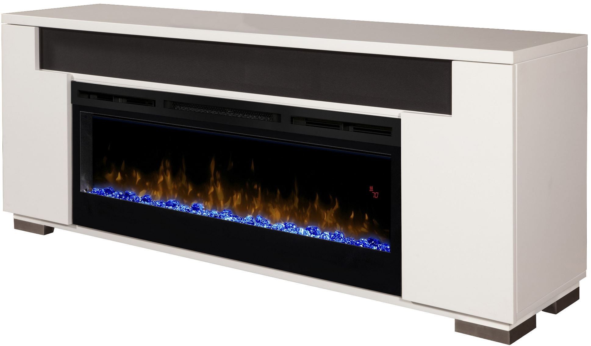 Haley White Media Console Acrylic Gray Firebox from