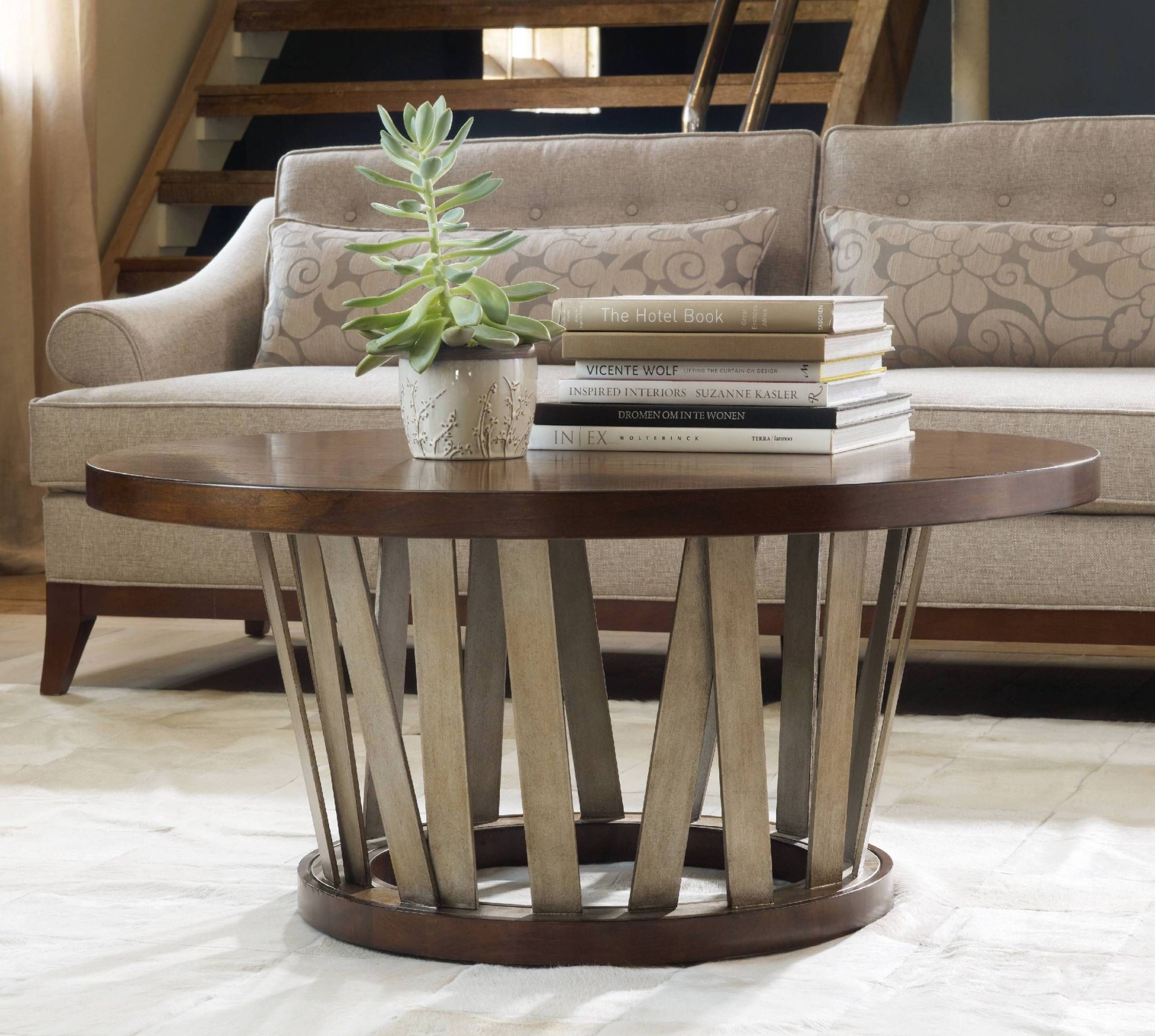 Lorimer Brown Round Cocktail Table from Hooker Coleman Furniture