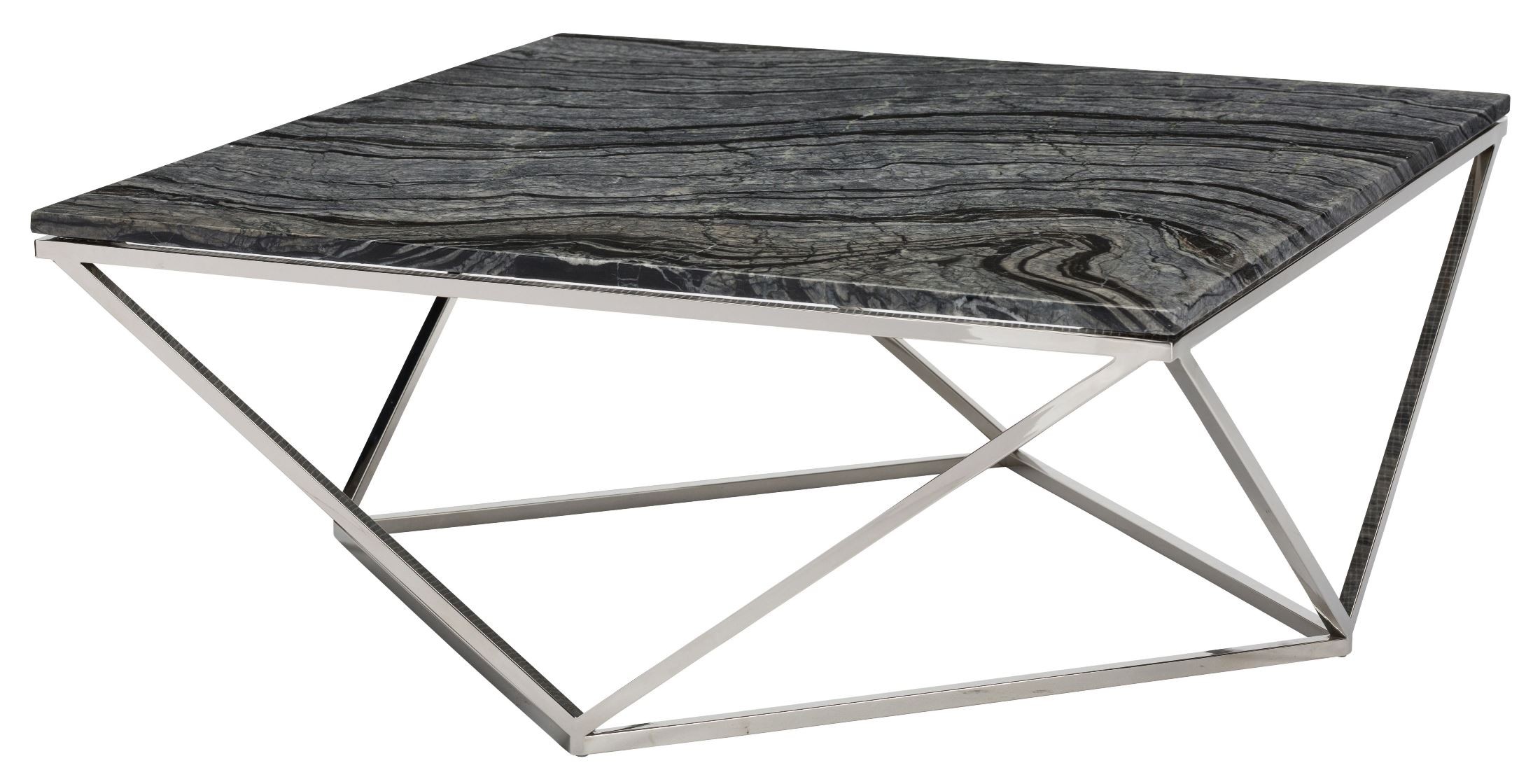 Jasmine Black Stone And Silver Metal Coffee Table From