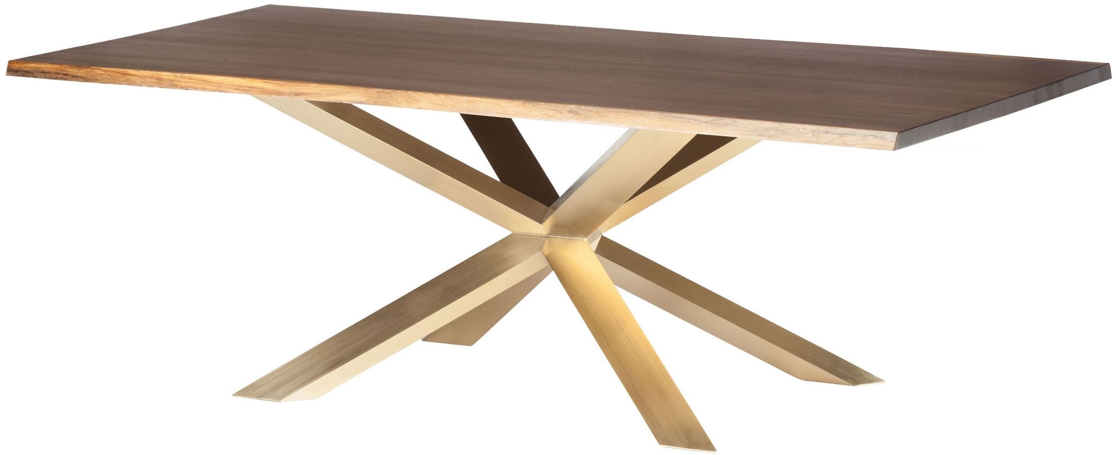 Couture 96" Seared Wood and Gold Metal Dining Table from Nuevo