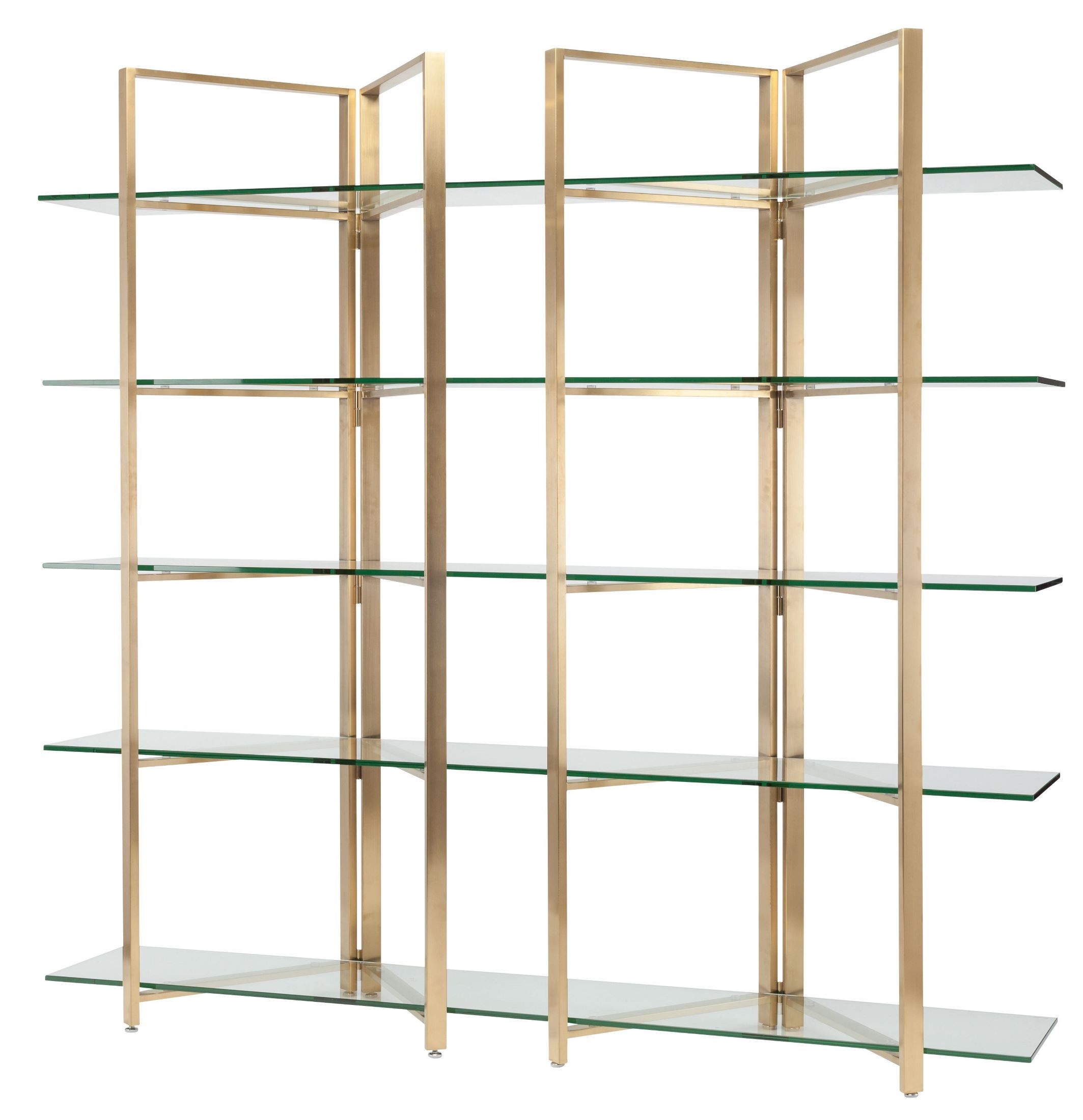 Elton Clear Glass and Gold Metal Display Shelving from Nuevo Coleman