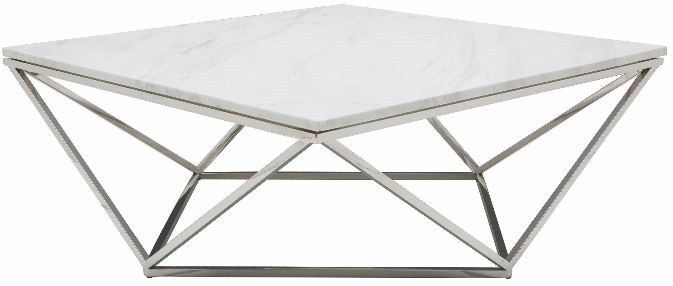 Jasmine White Stone And Silver Metal Coffee Table From