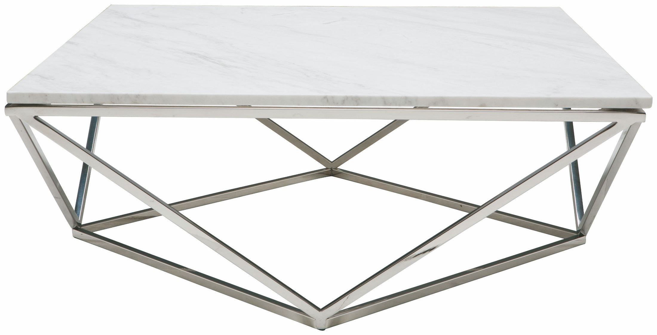 Jasmine White Stone And Silver Metal Coffee Table From