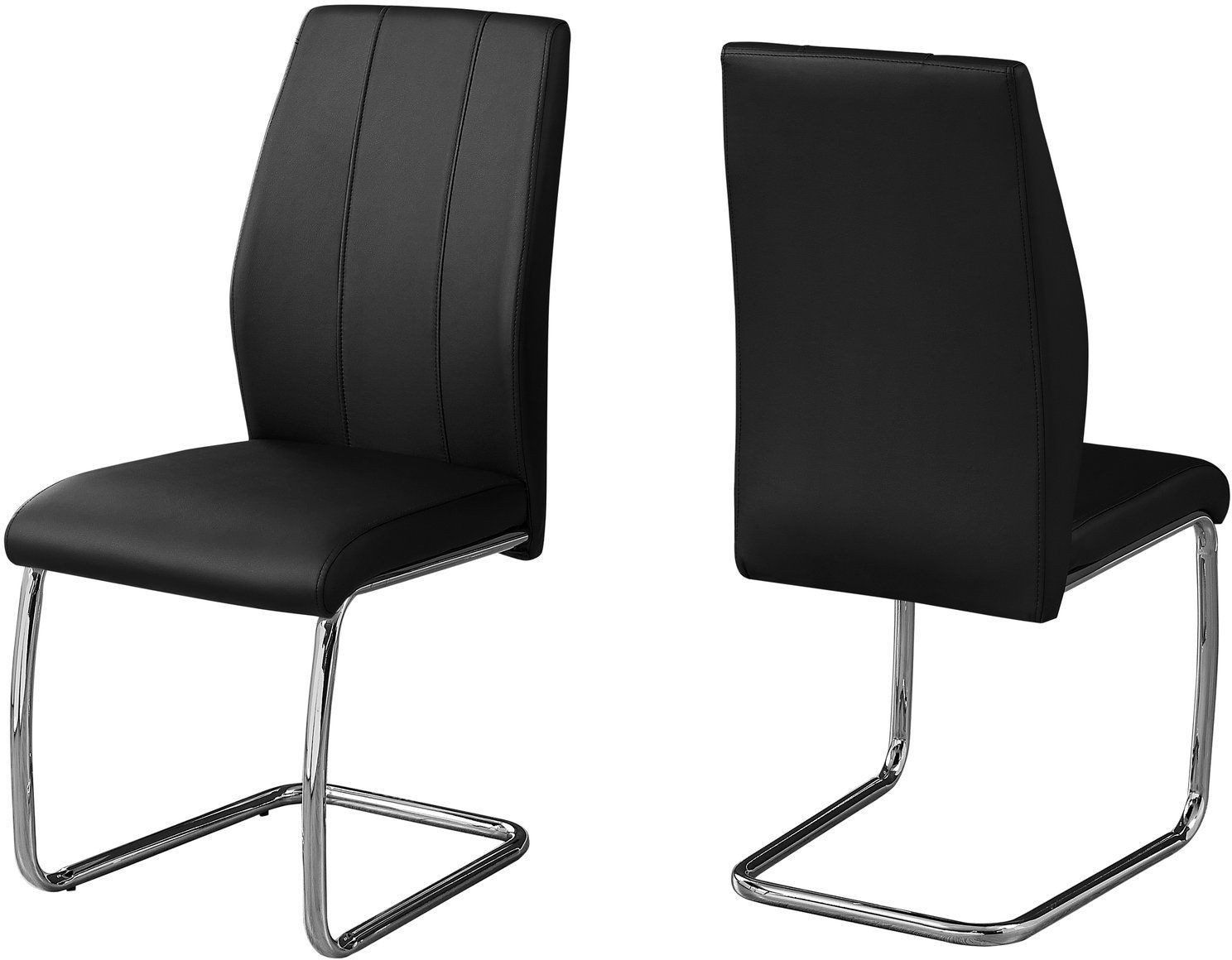 Black and Chrome 39"H Dining Chair Set of 2 from Monarch Coleman