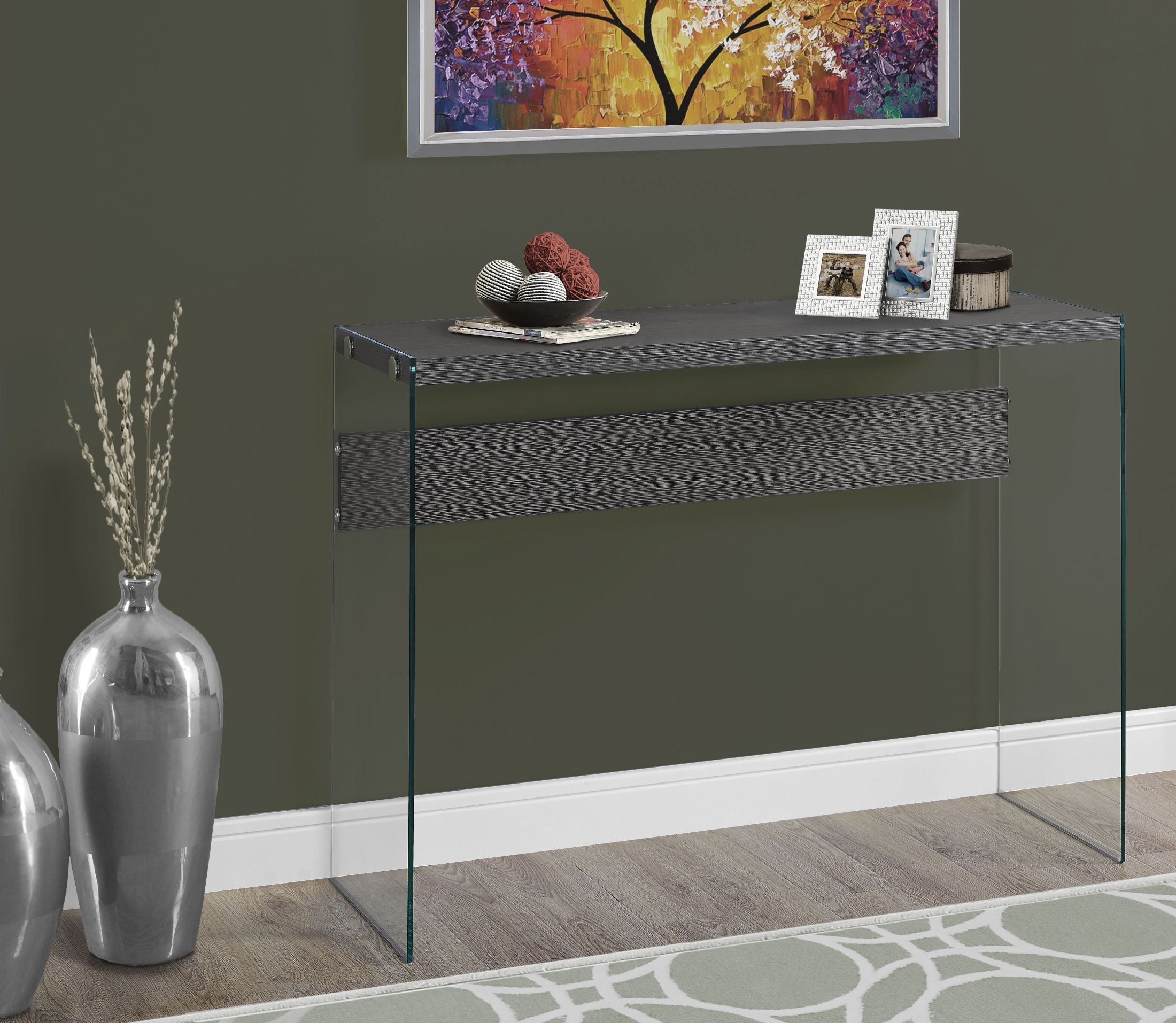 Gray and Tempered Glass Console Table from Monarch Coleman Furniture