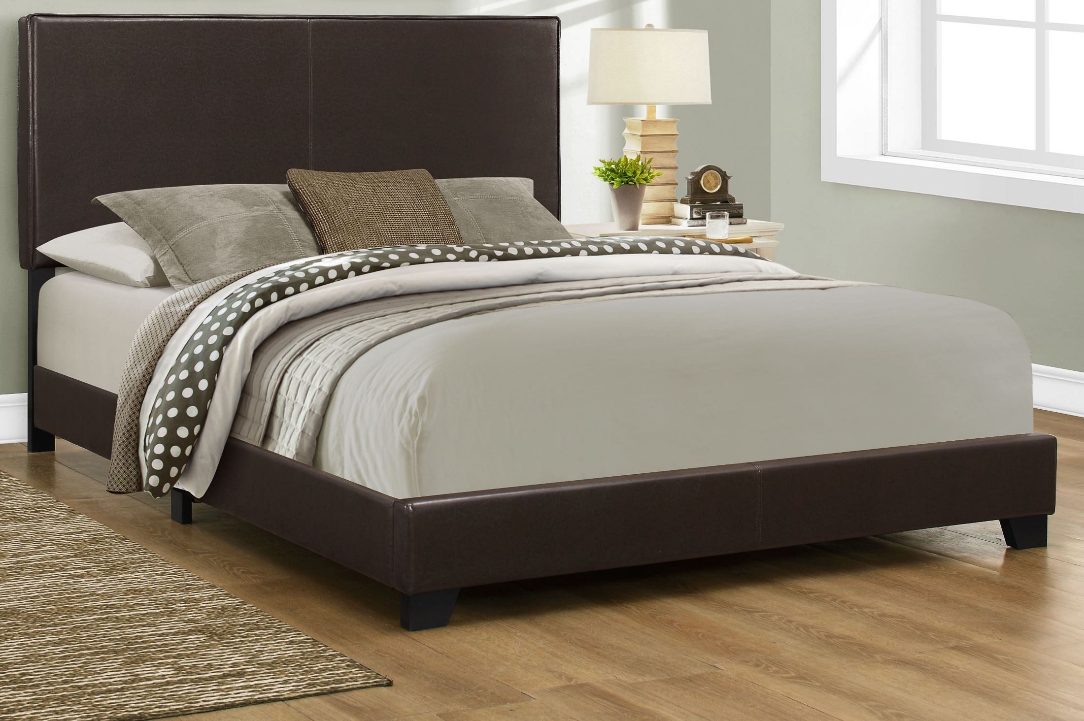 Queen Dark Brown Platform Bed from Monarch | Coleman Furniture