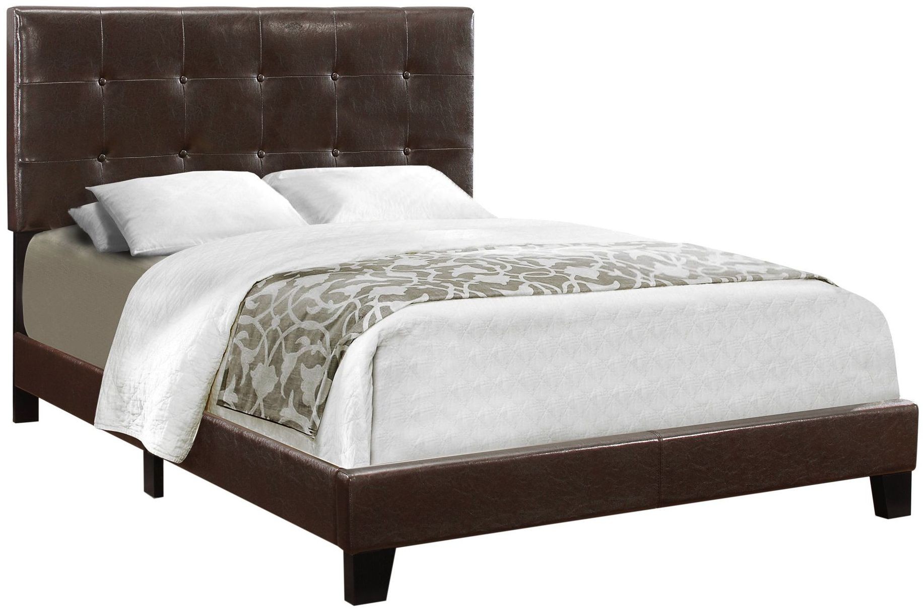 5922Q Dark Brown Queen Tufted Upholstered Bed from Monarch Coleman