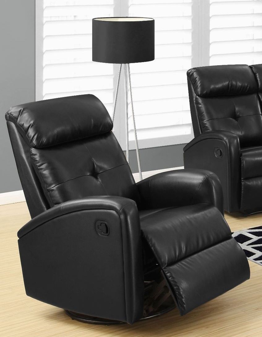 8088BK Black Bonded Leather Swivel Glider Recliner from Monarch