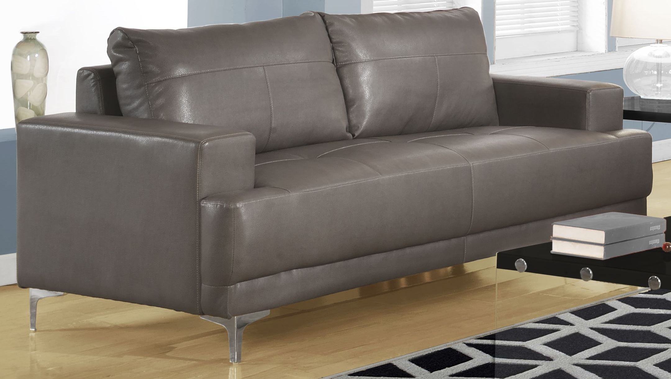 8603GY Charcoal Gray Bonded Leather Sofa from Monarch Coleman Furniture