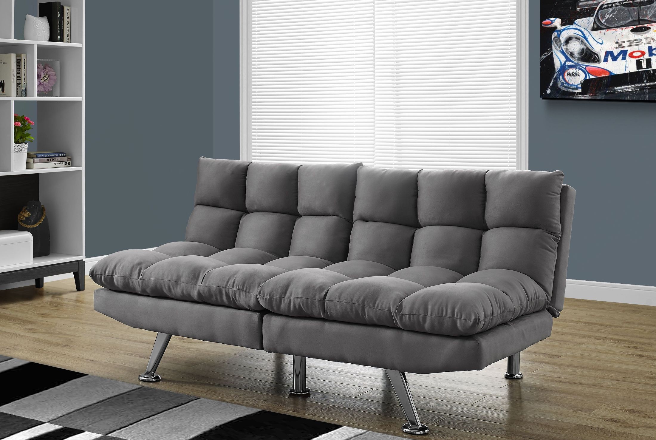 Light Gray Micro Suede Split Back Futon from Monarch Coleman Furniture