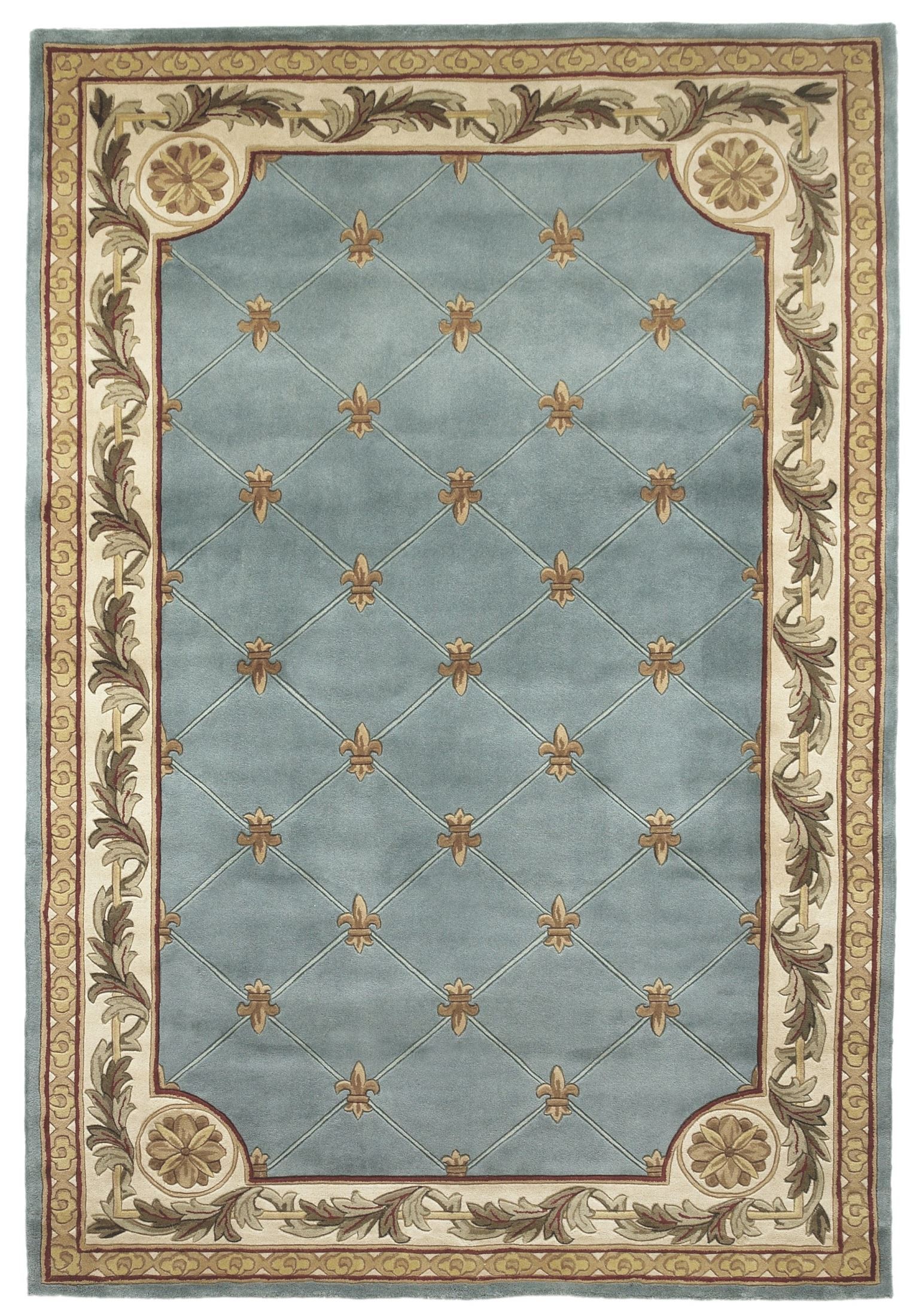 Jewel Wedgewood Blue FleurDeLis 120" X 30" Runner Rug from Kas Rugs