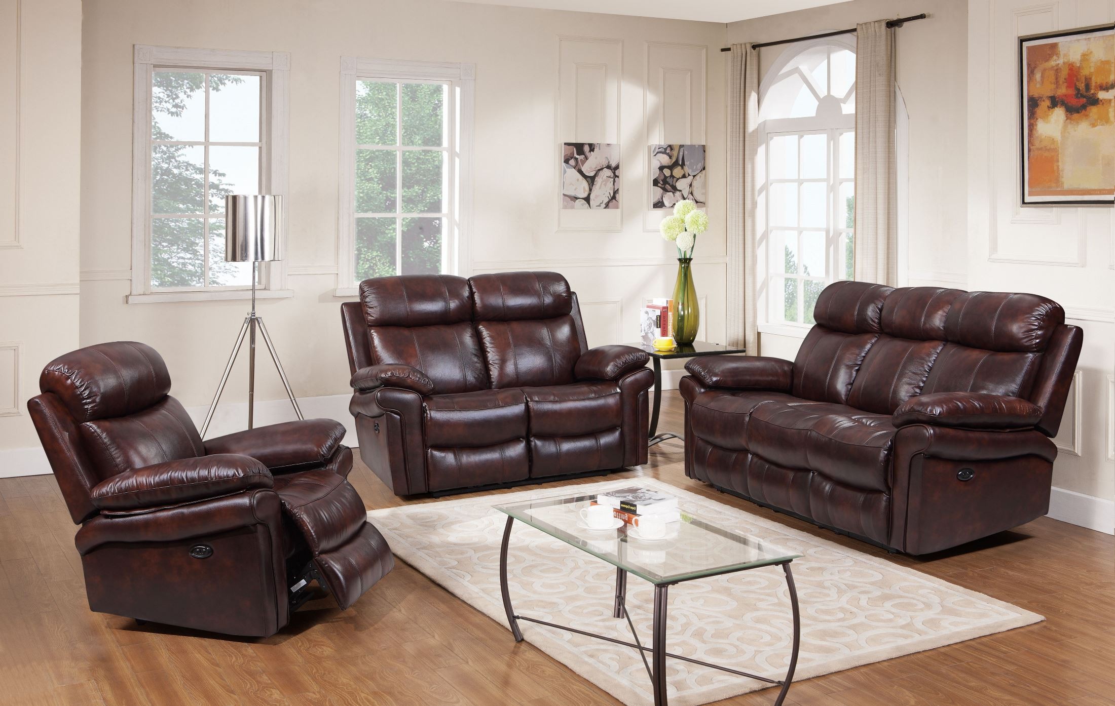 Shae Joplin Brown Leather Power Reclining Living  Room  Set 