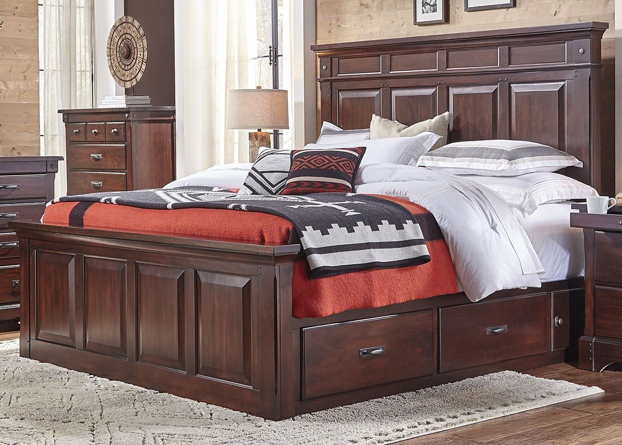 Kalispell Rustic Mahogany Queen Storage Bed from AAmerica Coleman