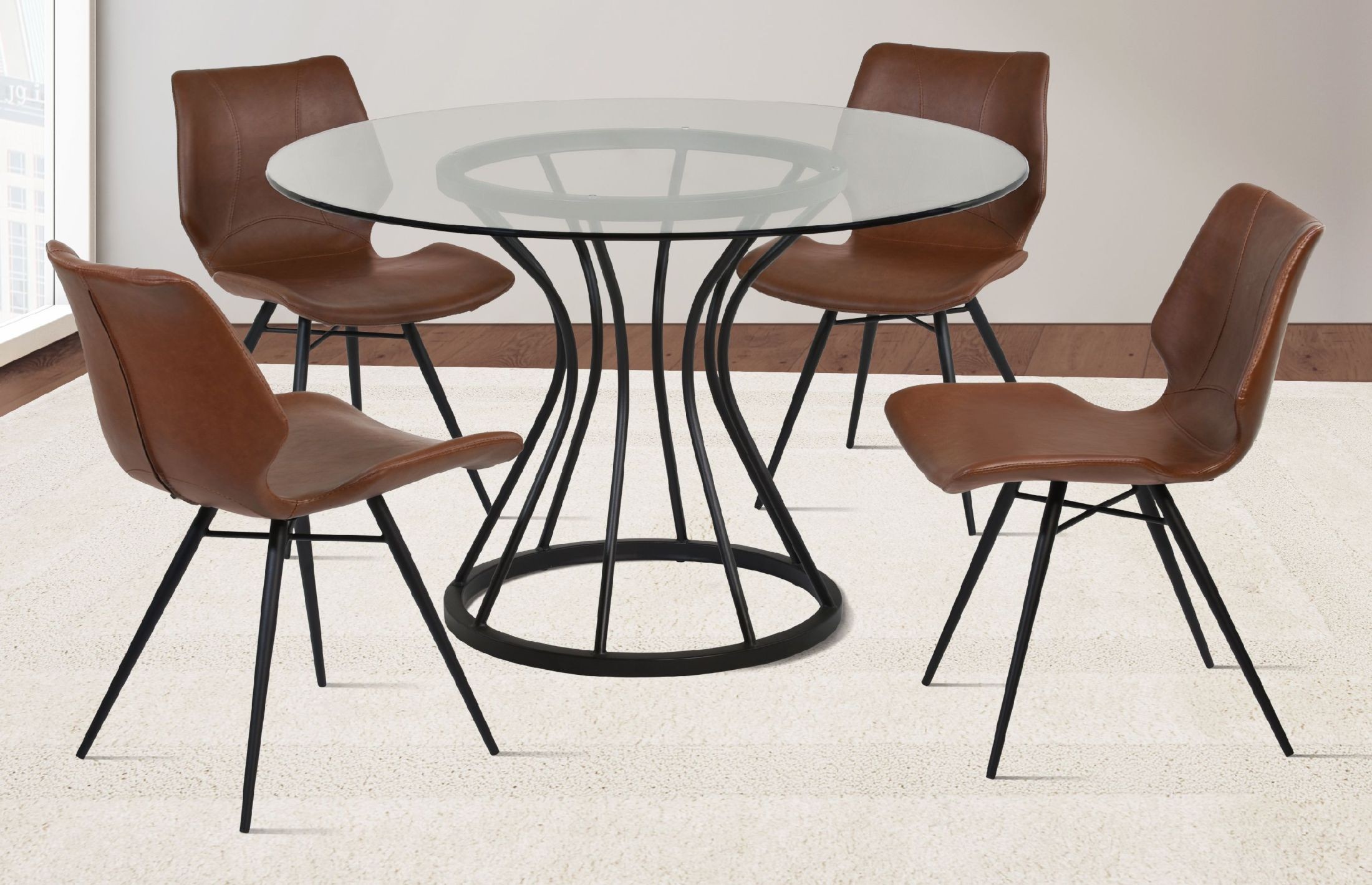 Zurich Black 48" Glass Round Dining Table, LCZUDITOCLGL, Armen Living