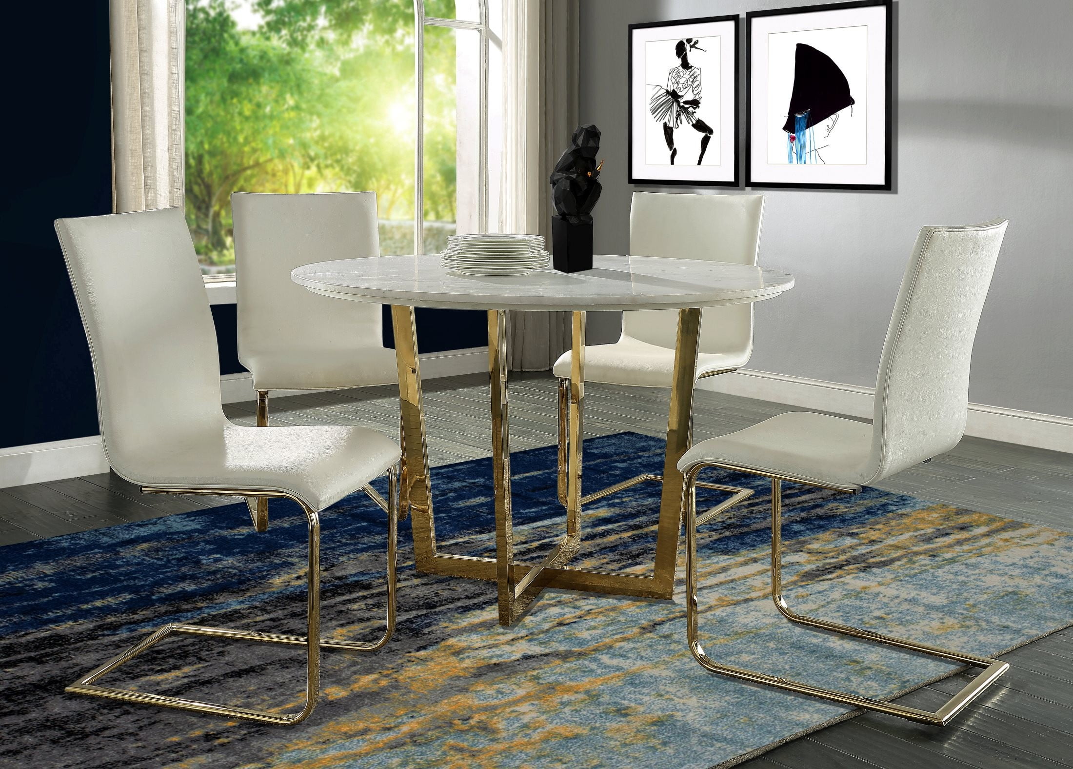 Maxim White Marble Dining Room Set from TOV Coleman Furniture