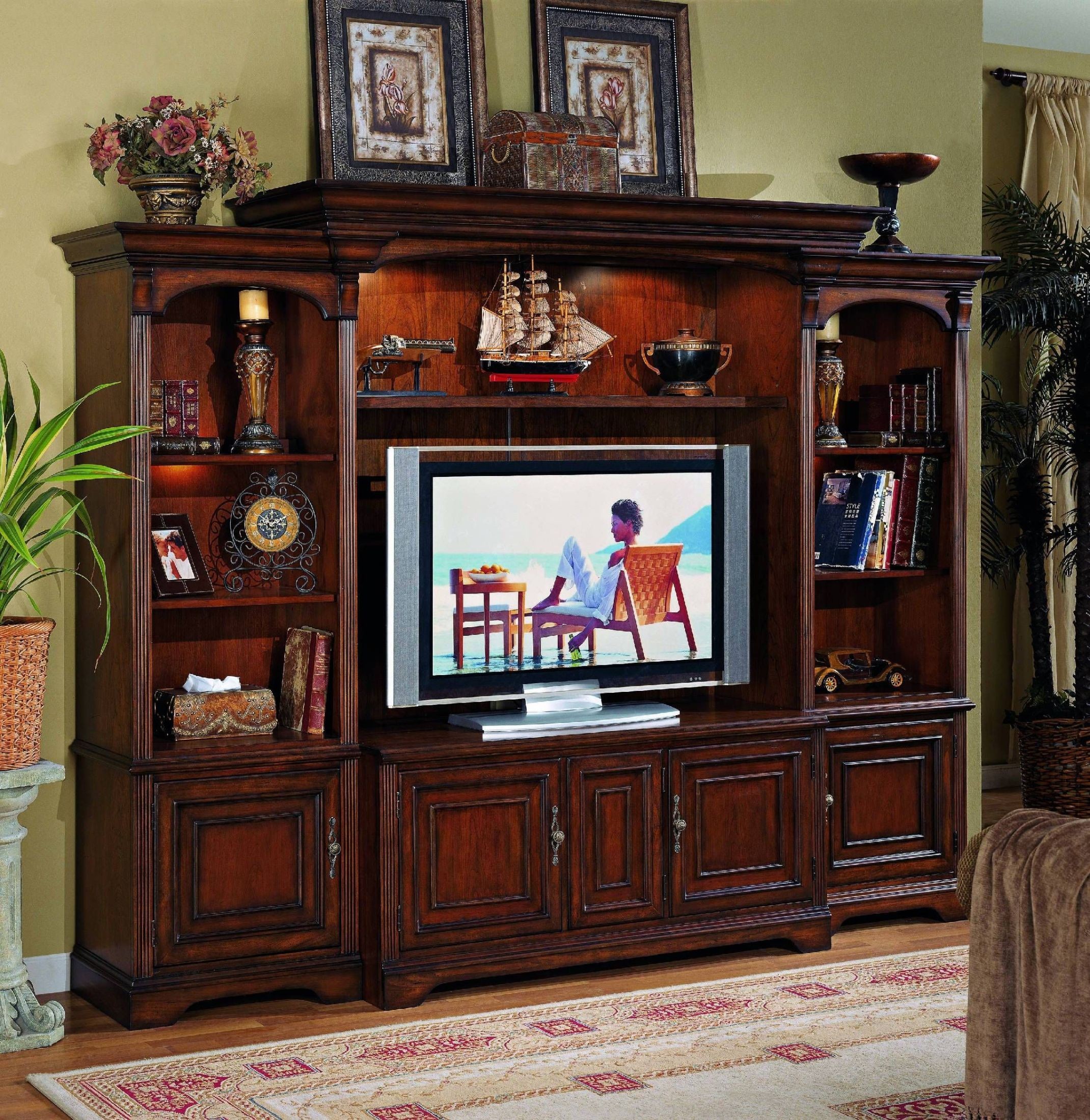 Brookhaven Cherry 110" Entertainment Wall from Hooker Coleman Furniture