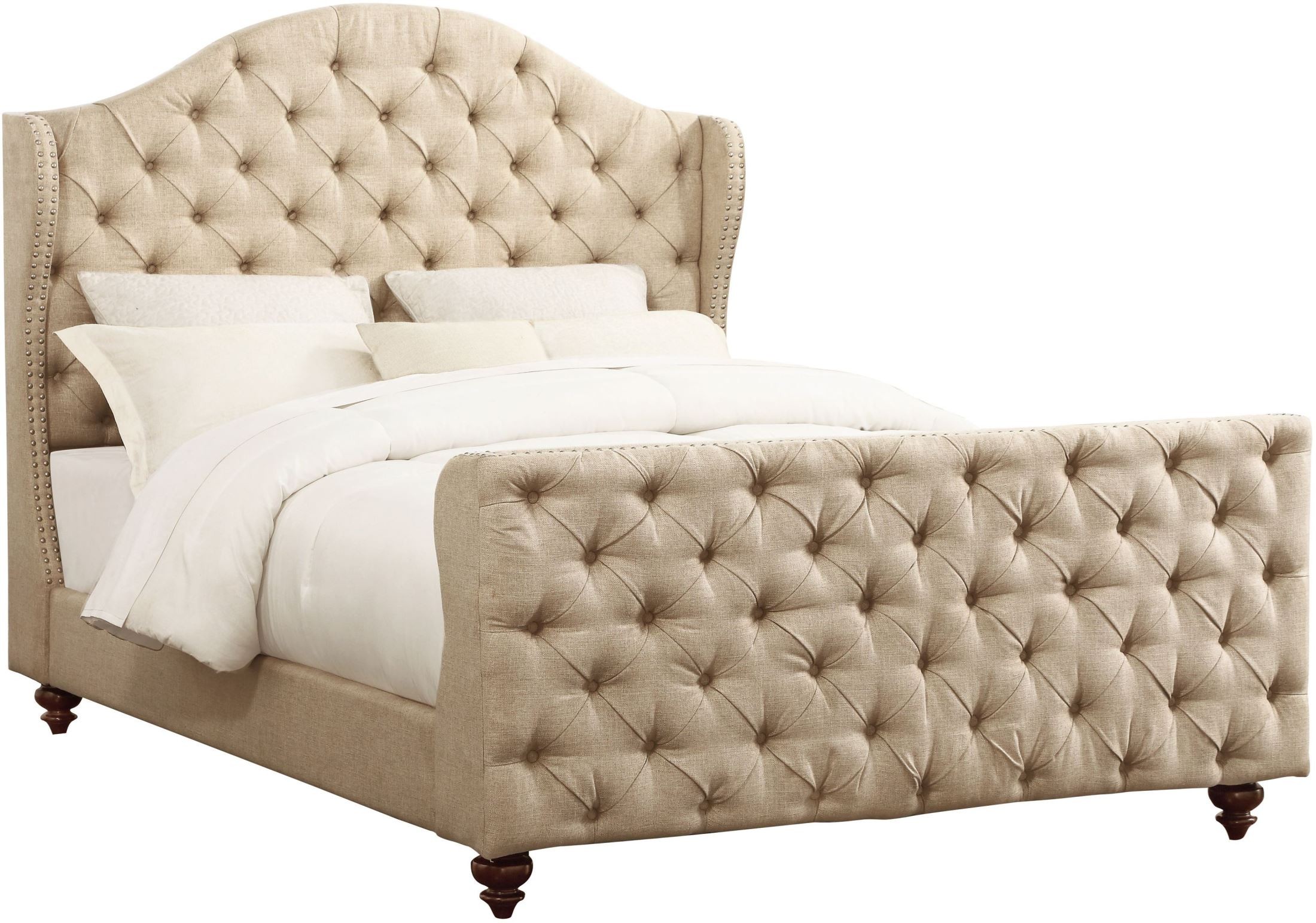 Button Tufted Linen Upholstered King Panel Bed from Pulaski Coleman