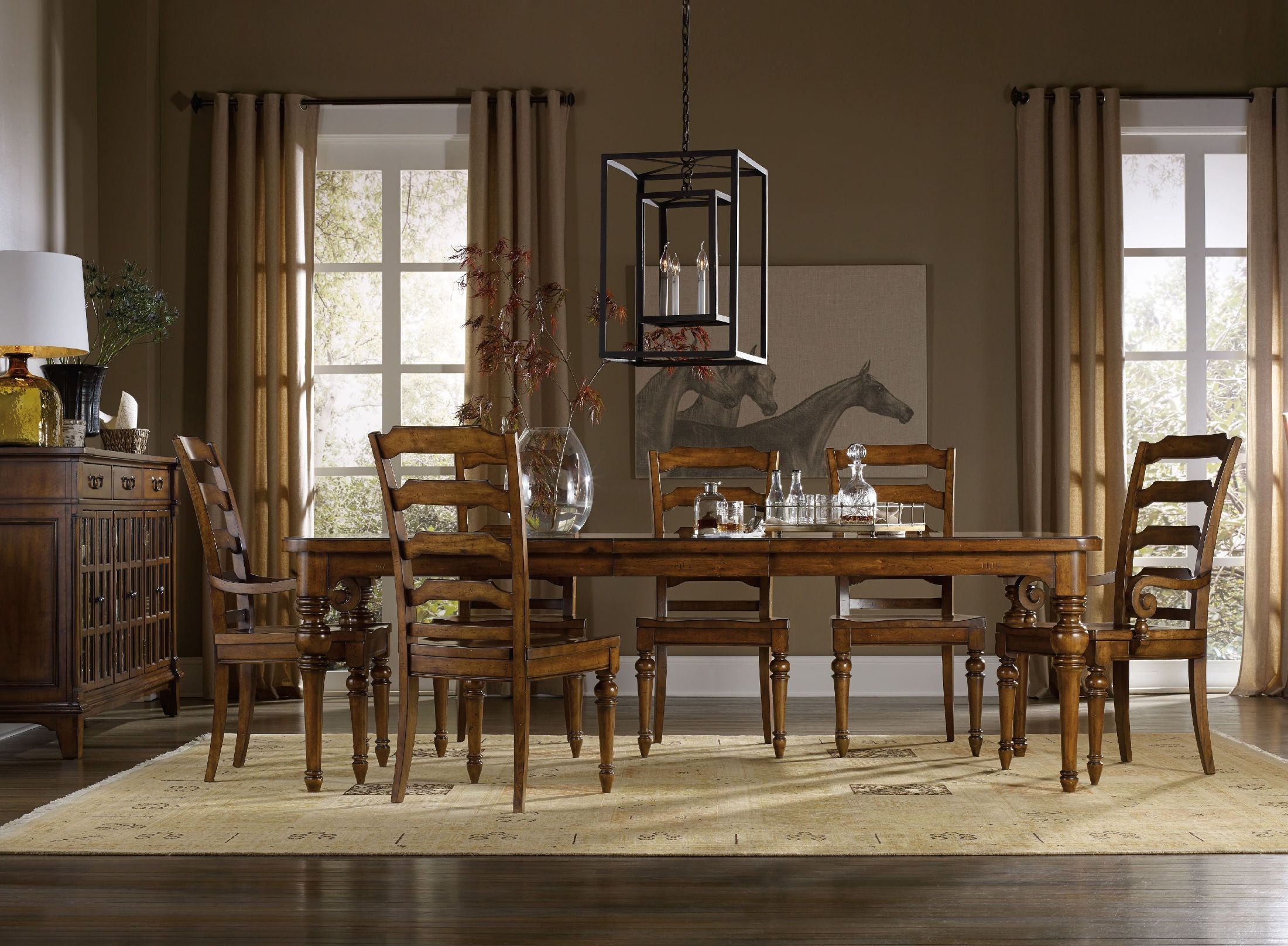 Tynecastle Brown Rectangular Extendable Leg Dining Room Set from Hooker Coleman Furniture