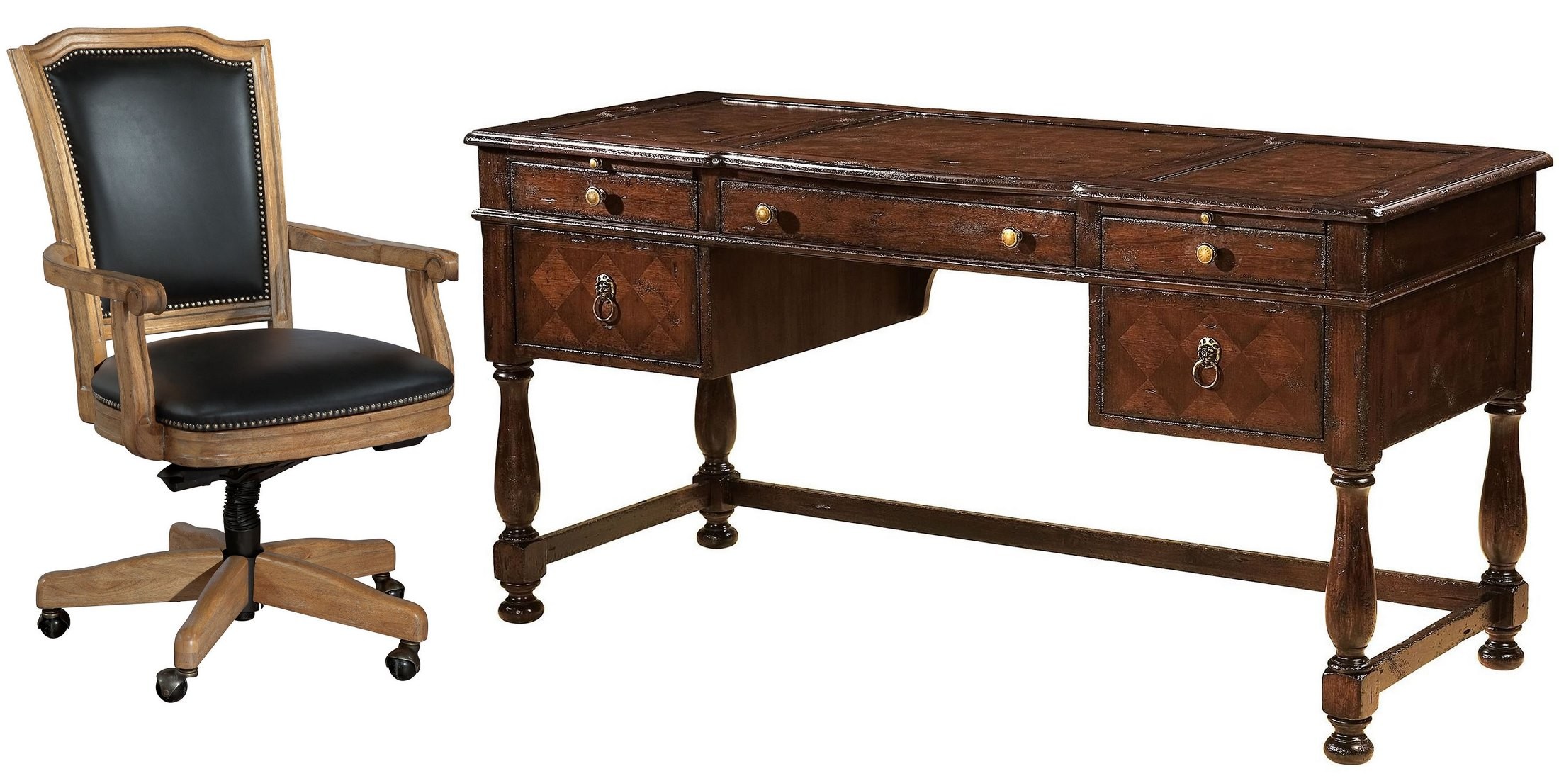 Havana Antique Brown Writing Desk Home Office Set from Hekman Furniture