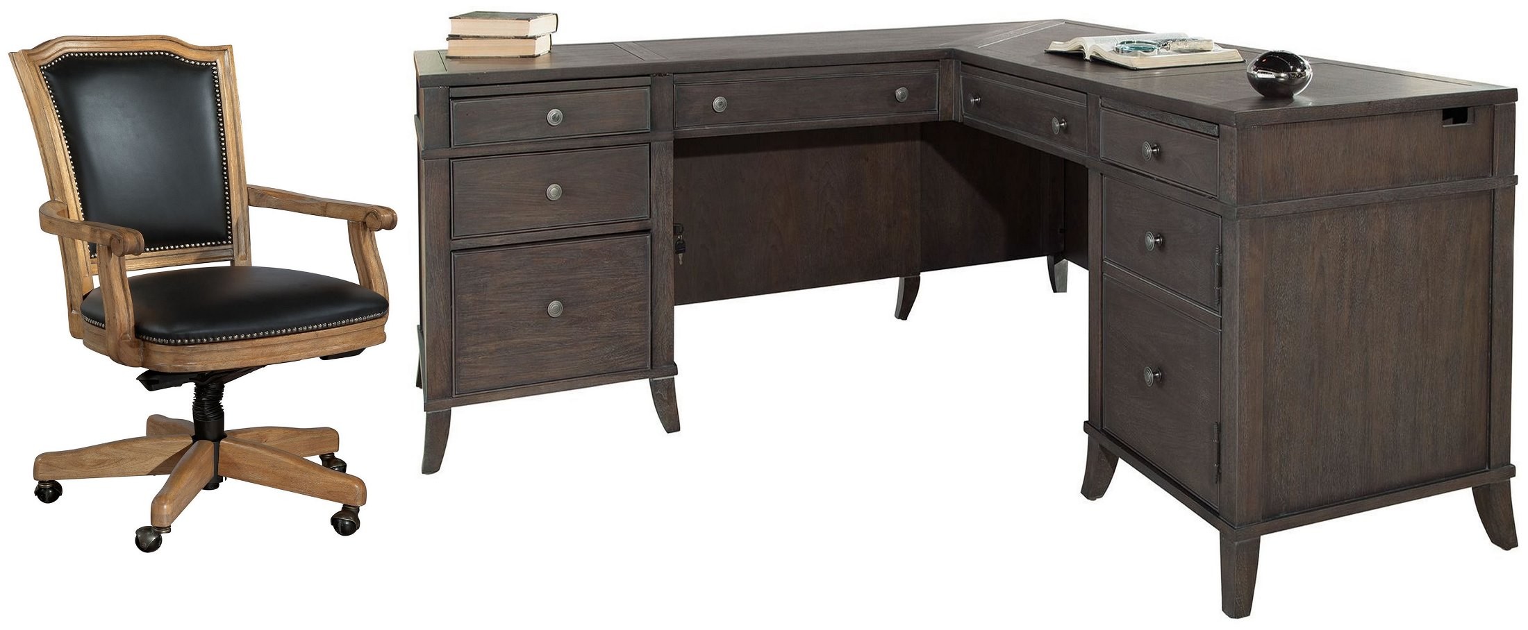 Urban Gray Executive LDesk Home Office Set from Hekman Furniture