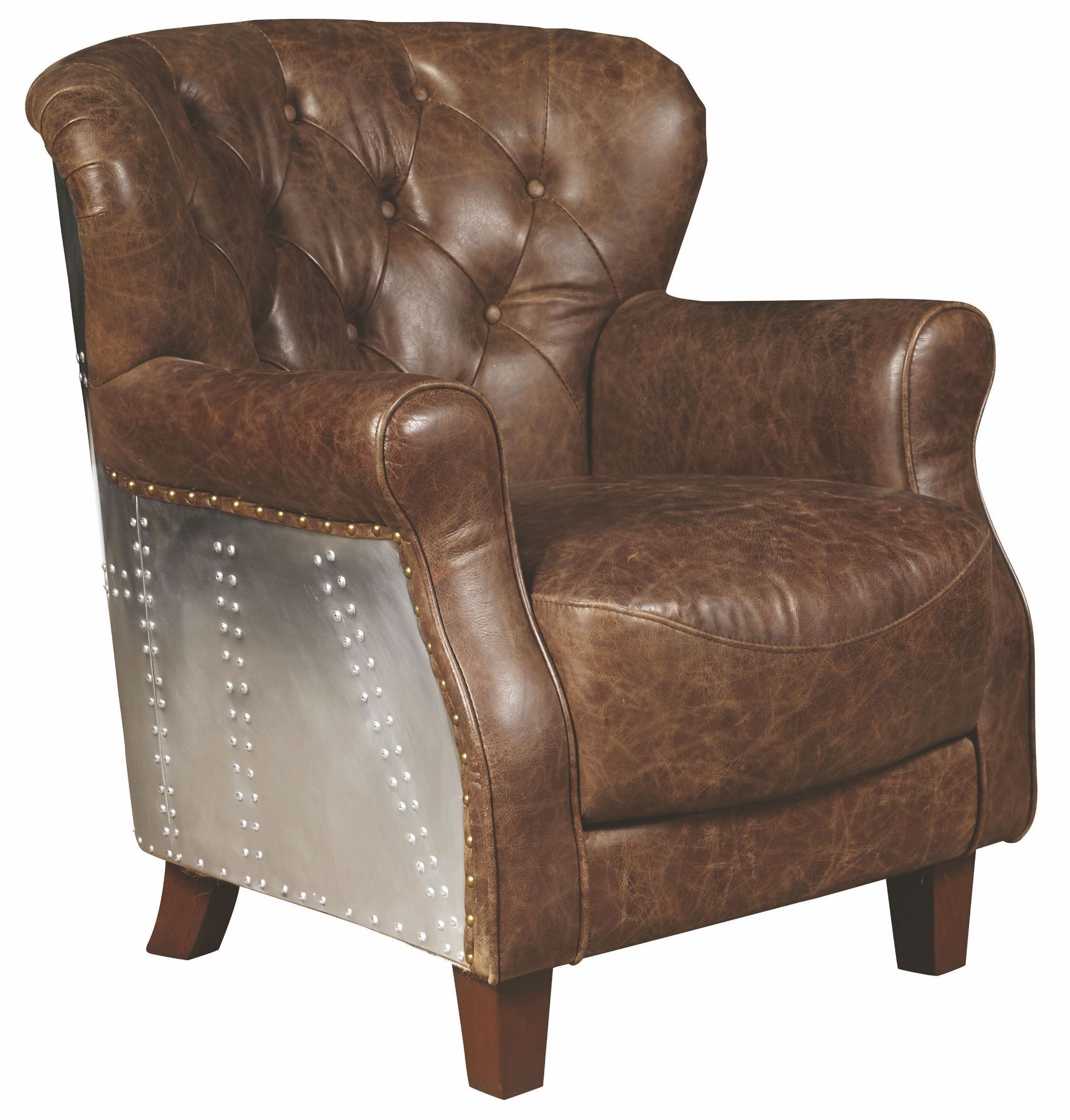 Grace Aviation Brown Leather Arm Chair from Pulaski | Coleman Furniture