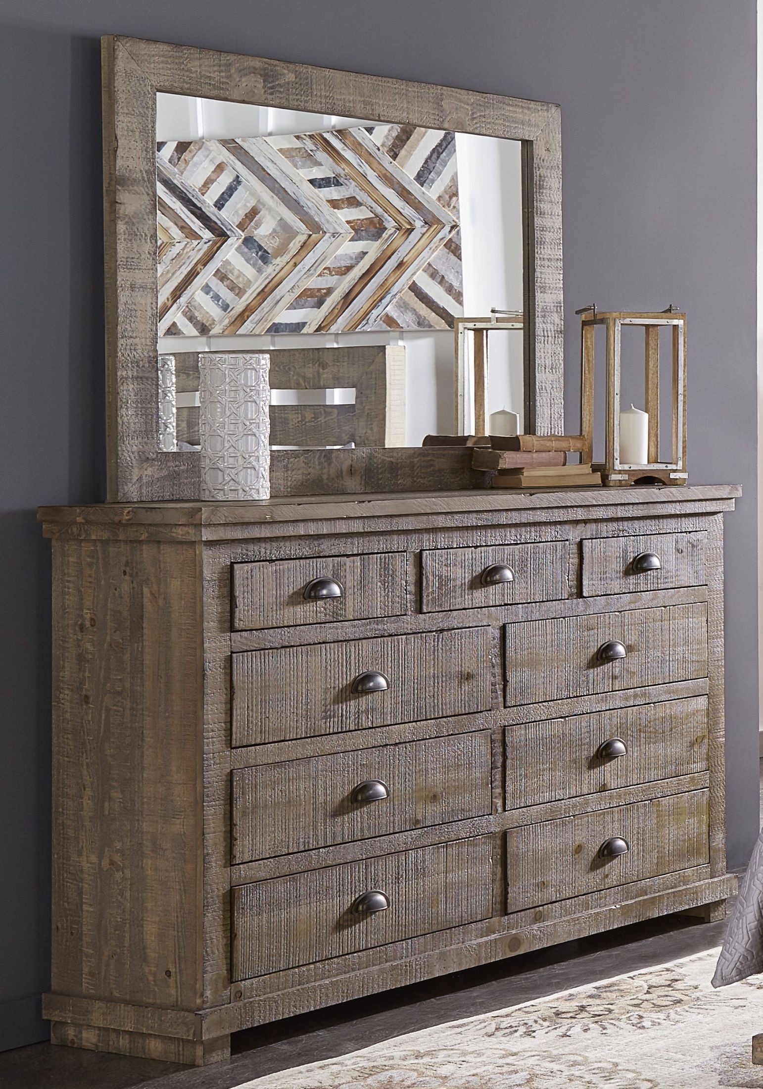 Willow Weathered Gray Drawer Dresser & Mirror from Progressive