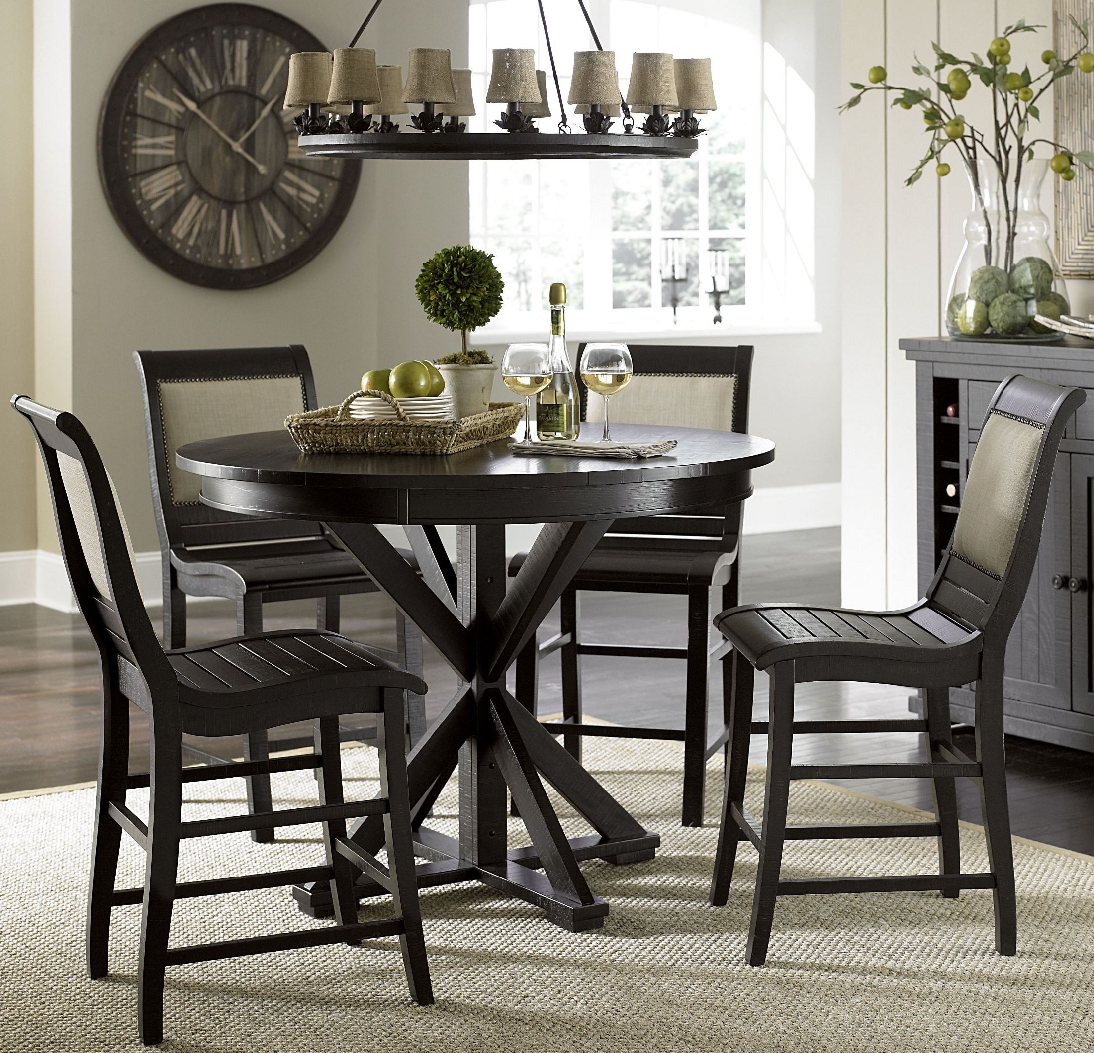 Willow Distressed Black Round Counter Dining Room Set from Progressive