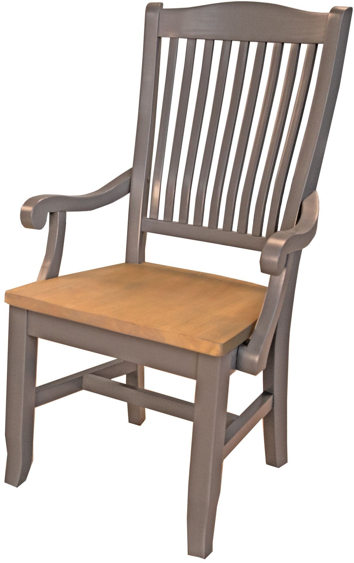 Port Townsend Grey And Seaside Pine Wood Slat Back Arm Chair Set of 2