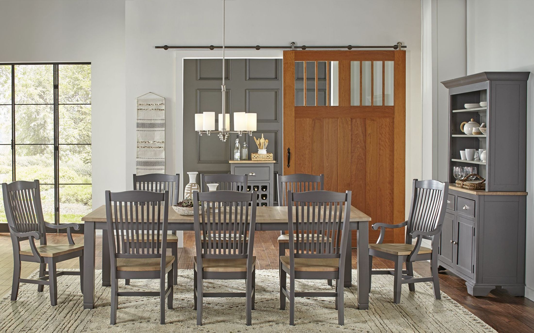 Port Townsend Grey And Seaside Pine Buffet with Hutch from AAmerica