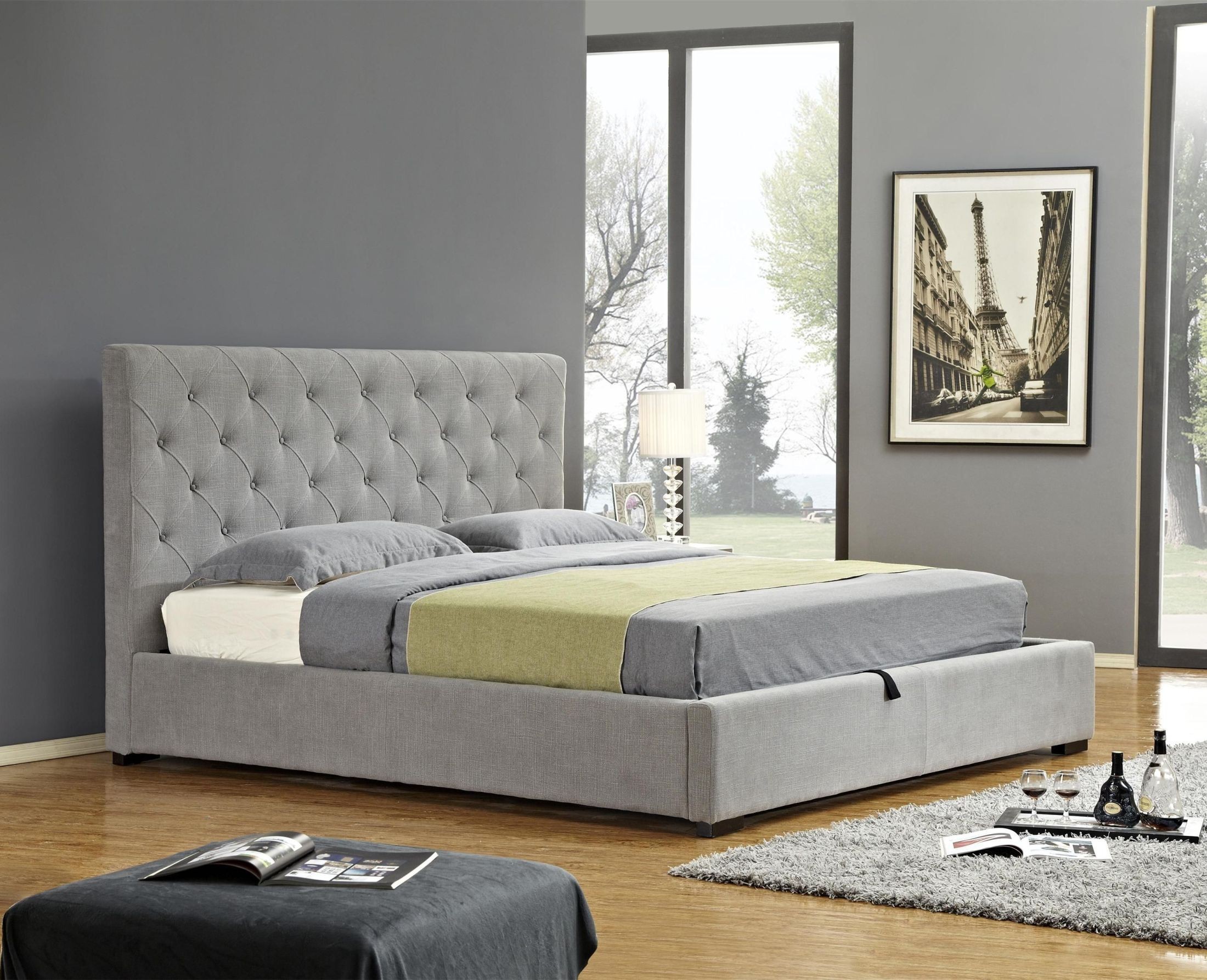 Prague Light Gray Queen Storage Platform Bed from JNM Coleman Furniture