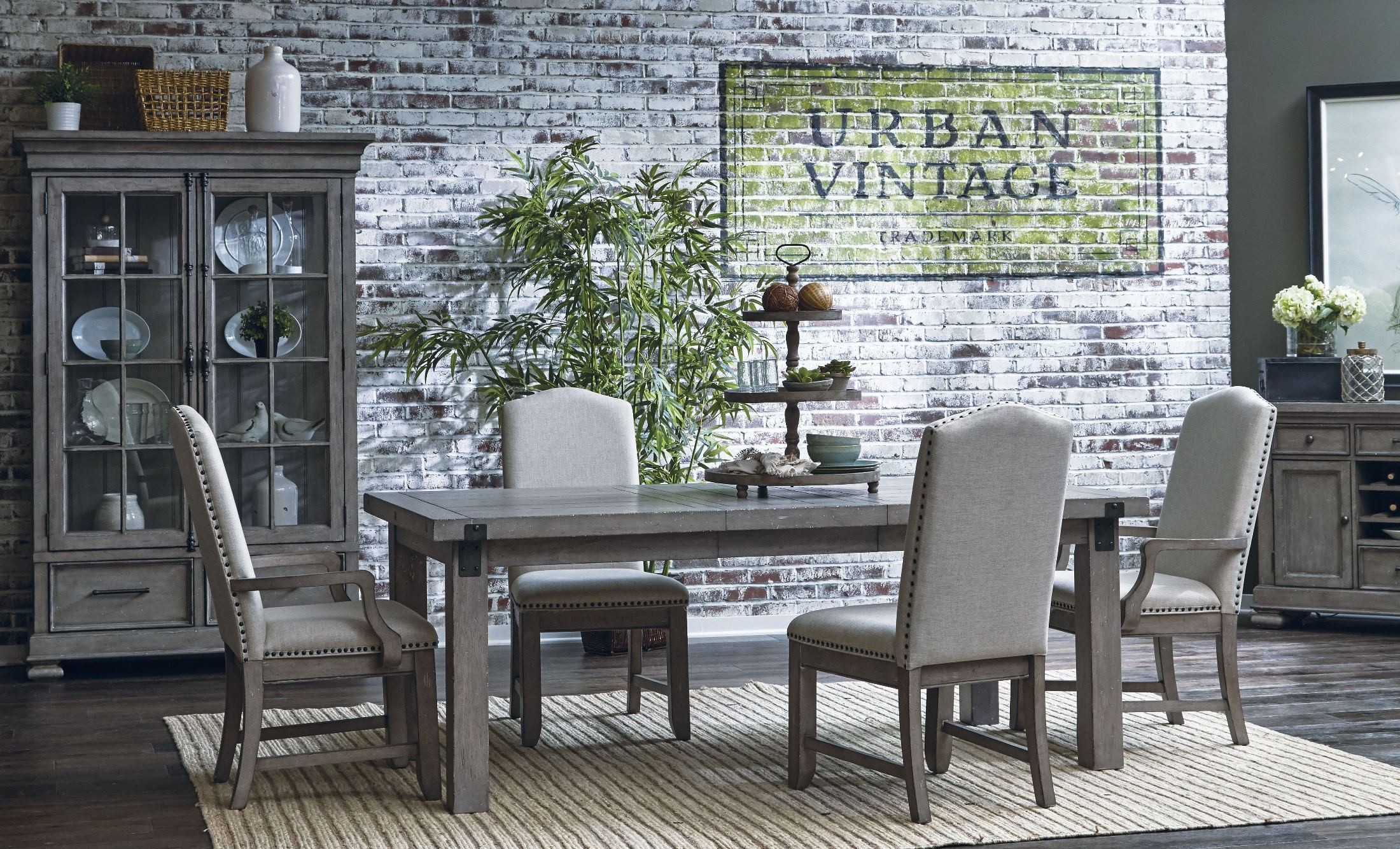 Prospect Hill Gray Upholstered Arm Chair Set of 2 from Samuel Lawrence