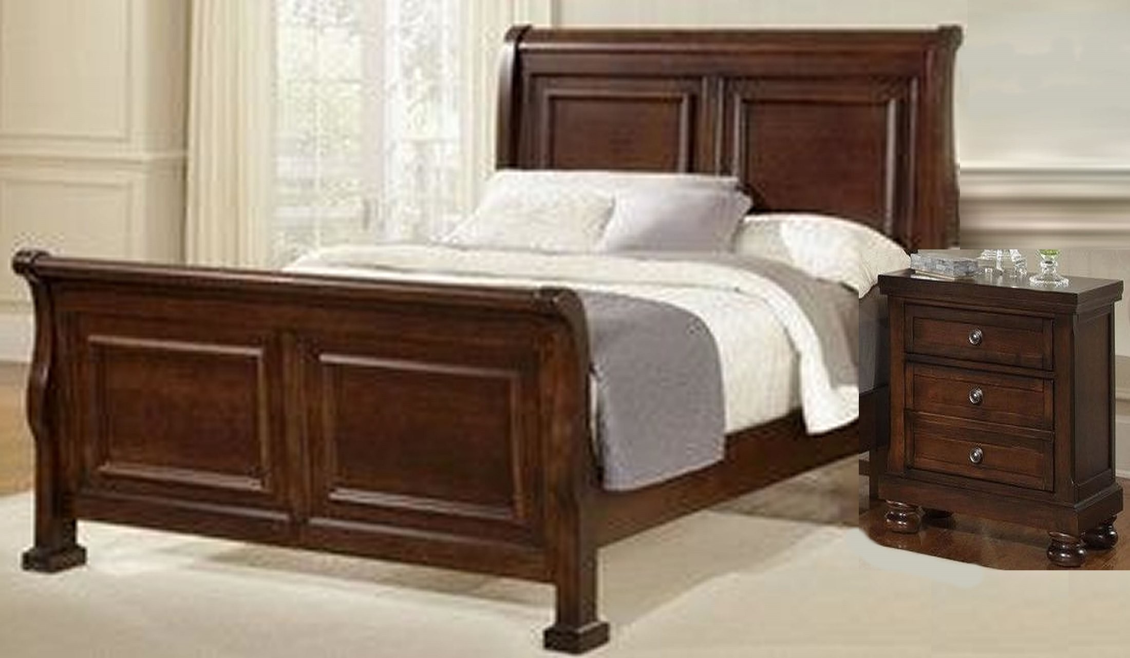 Reflections Dark Cherry Sleigh Bedroom Set from Virginia House Coleman Furniture