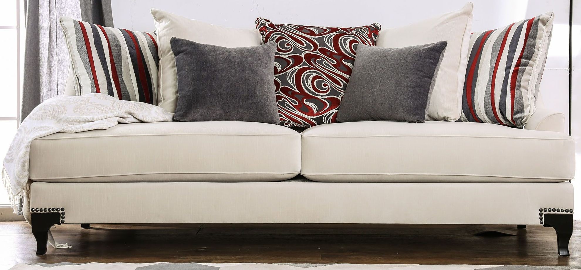 Viscontti Ivory Upholstered Sofa from Furniture of America Coleman