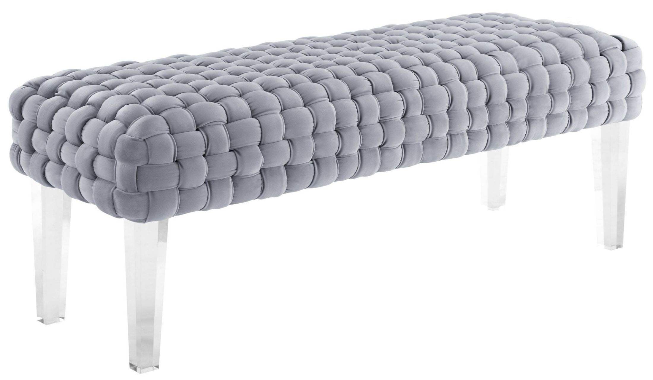 Sal Woven Grey Velvet Bench from TOV Coleman Furniture
