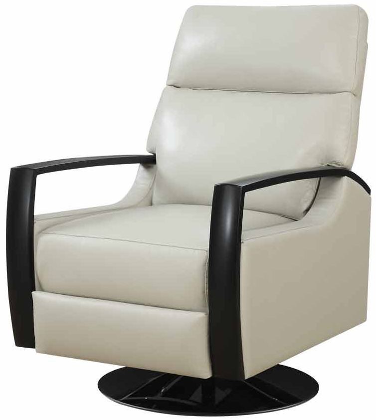 Cosmopolitan Off White Leather Swivel Recliner from Emerald Home Coleman Furniture