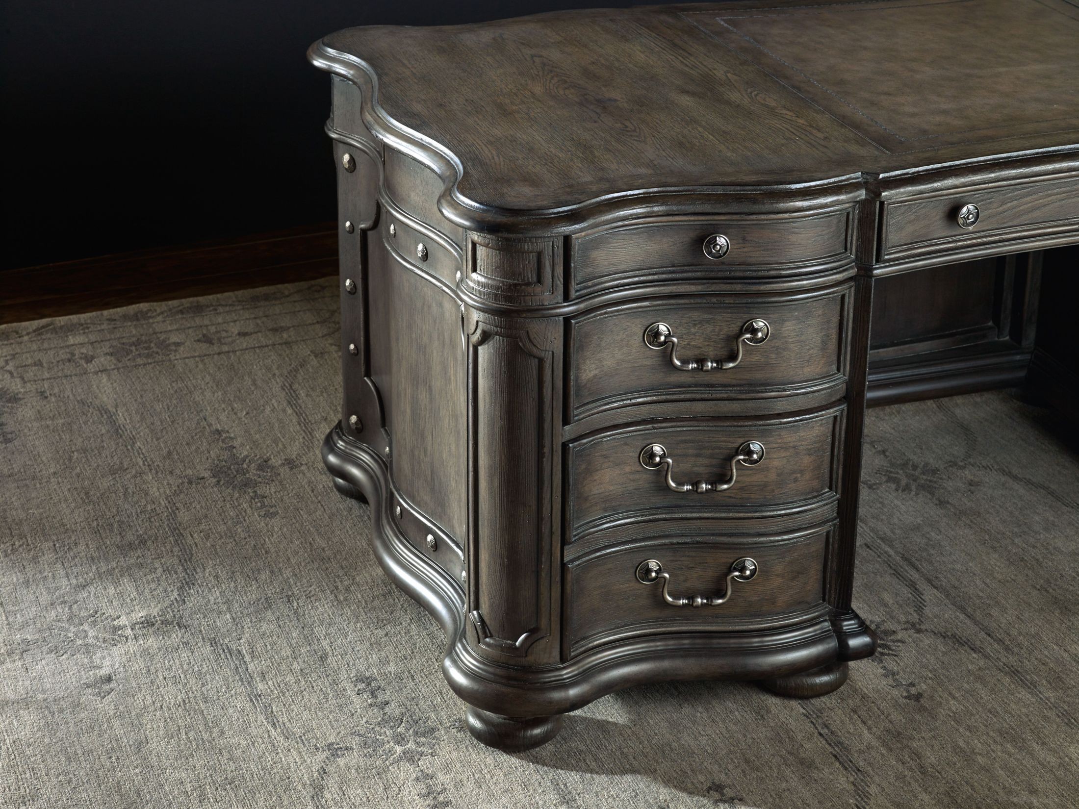 Vintage West Charcoal Gray Executive Desk from Hooker Coleman Furniture