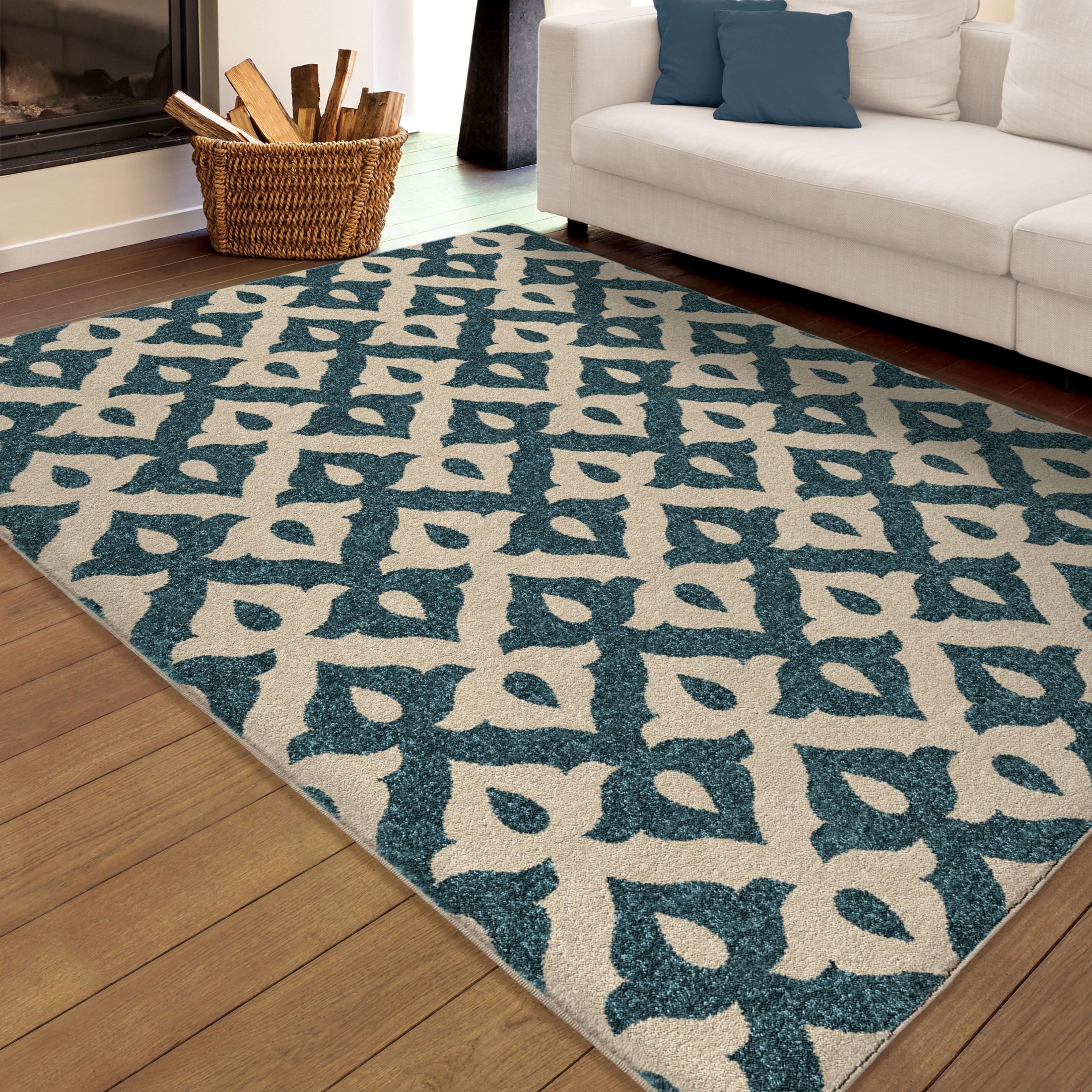 Veranda Indoor/Outdoor Shapes Tribal Trellis Blue Large ... (2200 x 2200 Pixel)