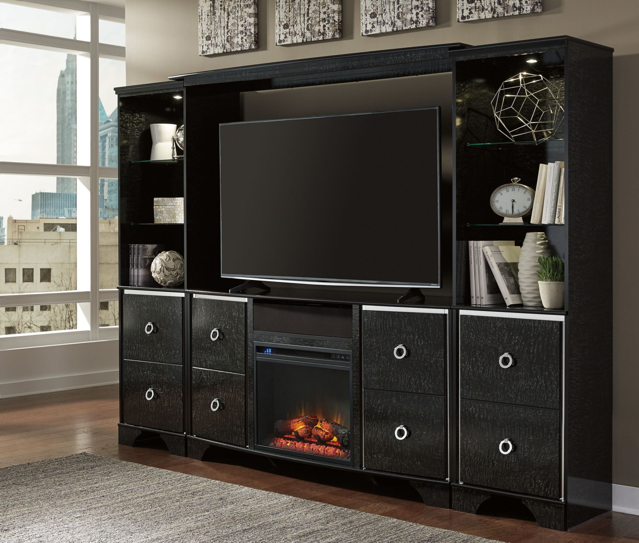 Amrothi Entertainment Center With Fireplace Insert from