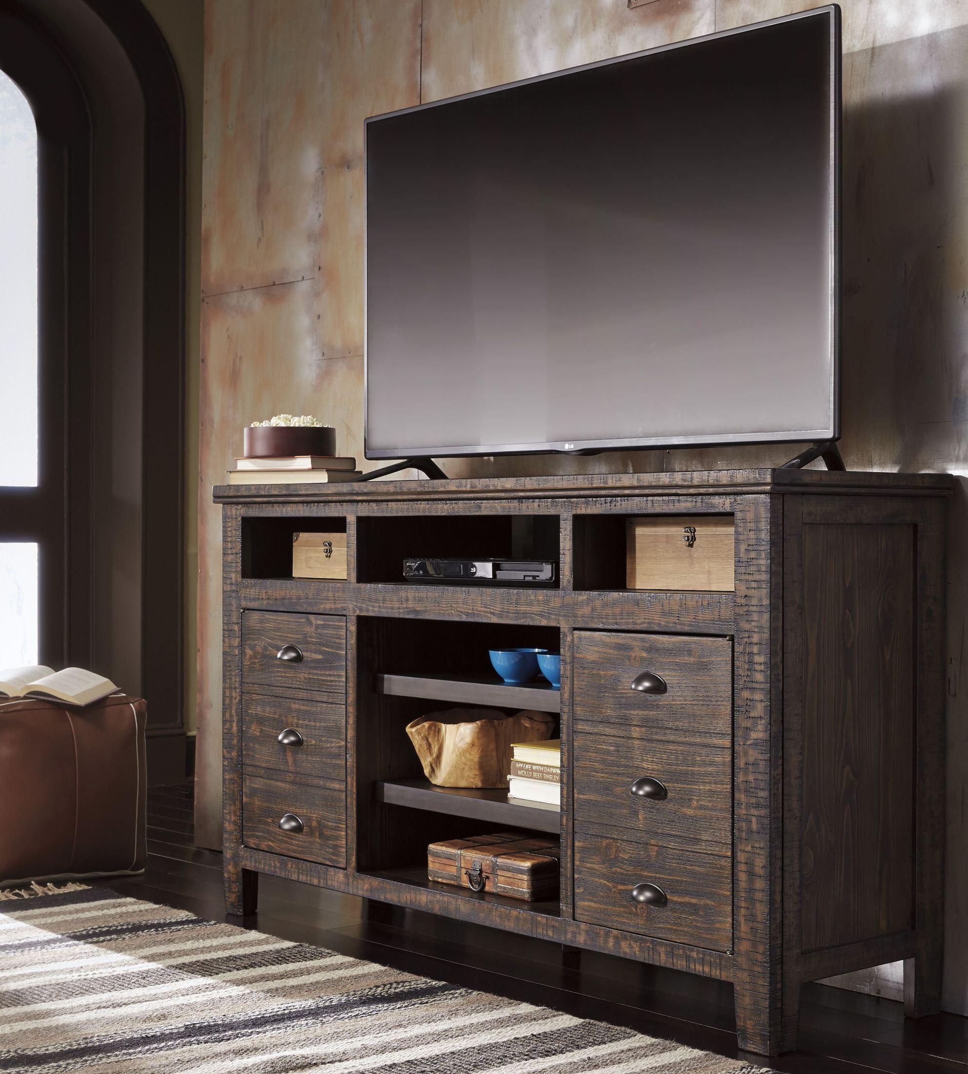 trudell dark brown tv stand from ashley | coleman furniture trudell dark brown tv stand from ashley | coleman furniture