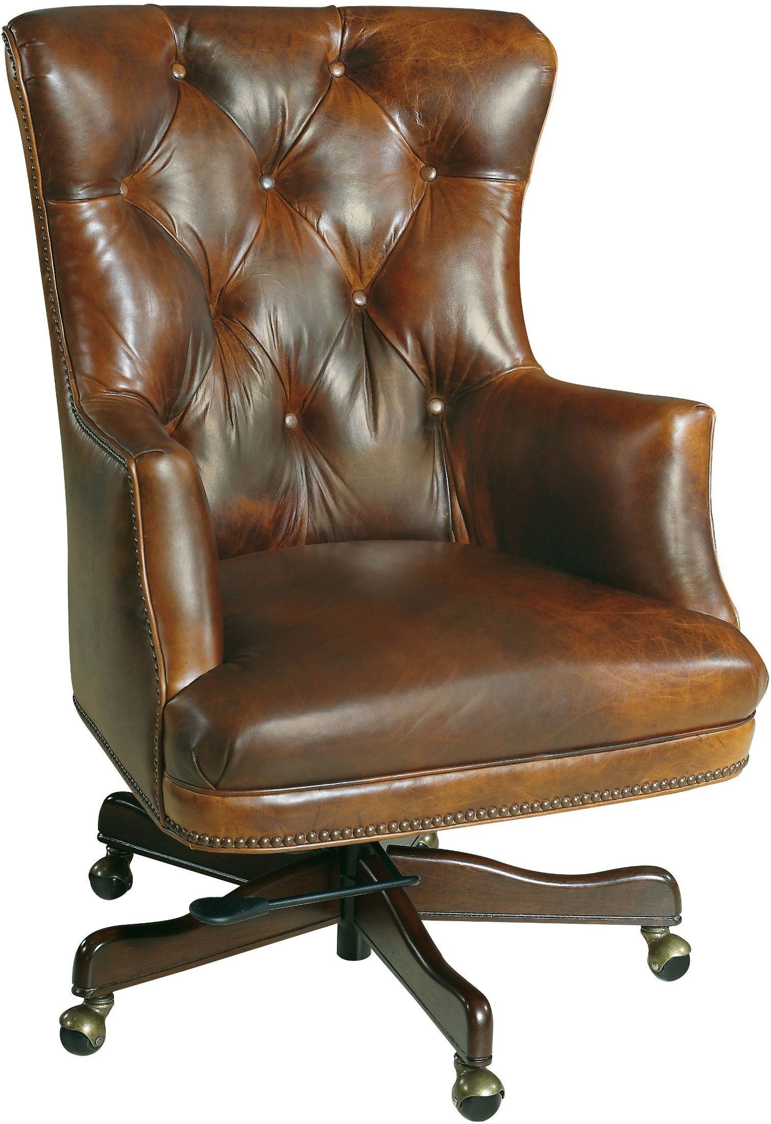 Bradley Dark Walnut Leather Executive Swivel Tilt Chair from Hooker
