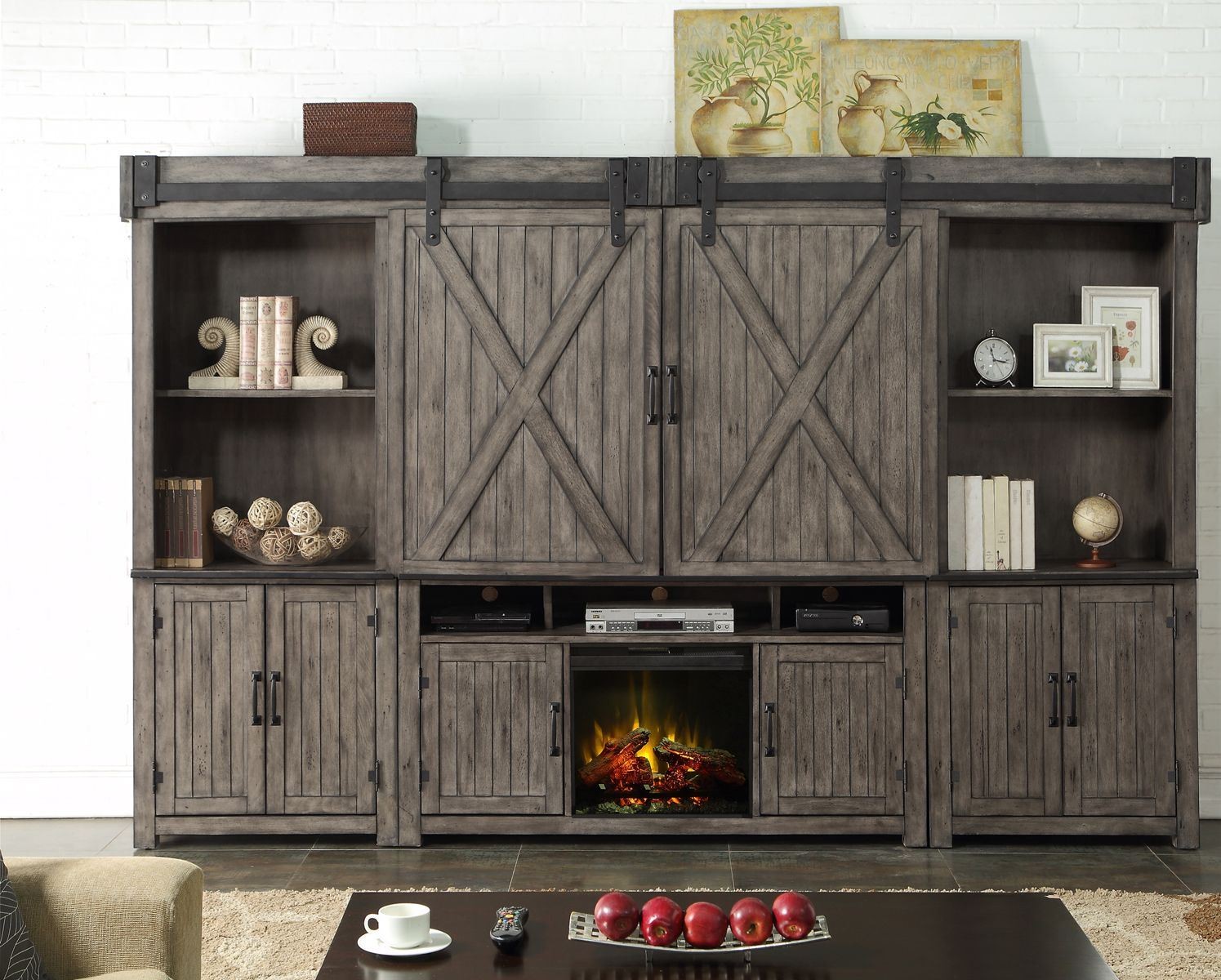 Storehouse Gray Entertainment Wall Unit with Fireplace from Legends