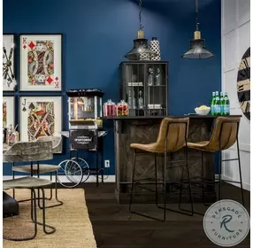 Cheers Dark Brown Solid Wine Bottle Storage Kitchen Island