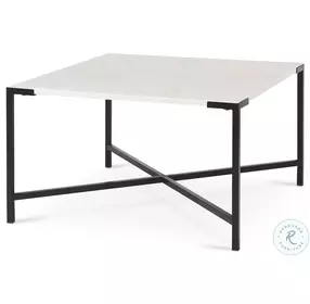 Lucas White Marble And Black Metal Occasional Table Set