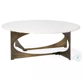 Reinhold White Marble And Gold Metal Round Occasional Table Set