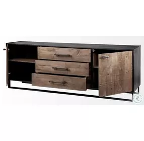 Alvin Brown And Black Metal 2 Cabinet Door Sideboard